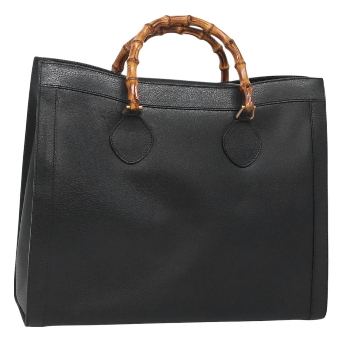 Gucci GUCCI Bamboo Hand Bag Leather Black Gold 002 1186 002 1186 Size ONE SIZE - 1 Thumbnail