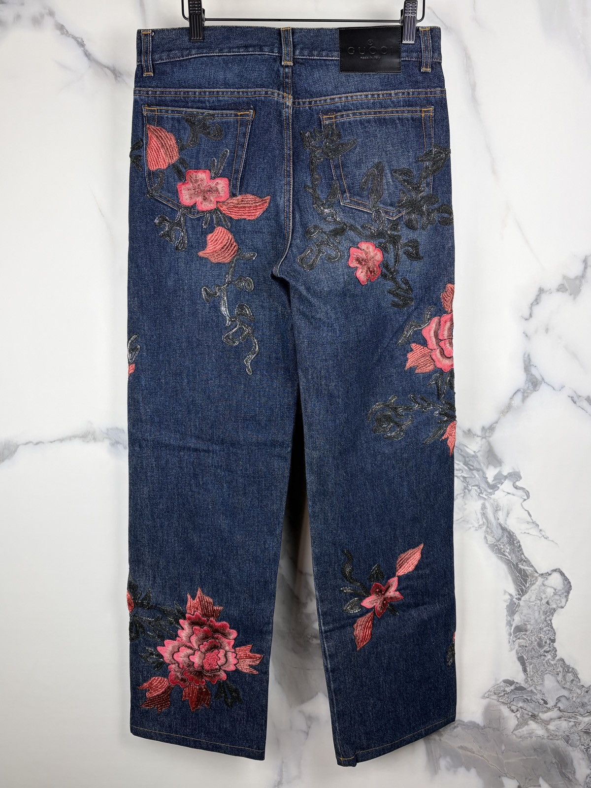 Gucci AW99 Gucci Tom Ford Runway Floral Embroidered Denim Jeans Size US 30 / EU 46 - 4 Thumbnail