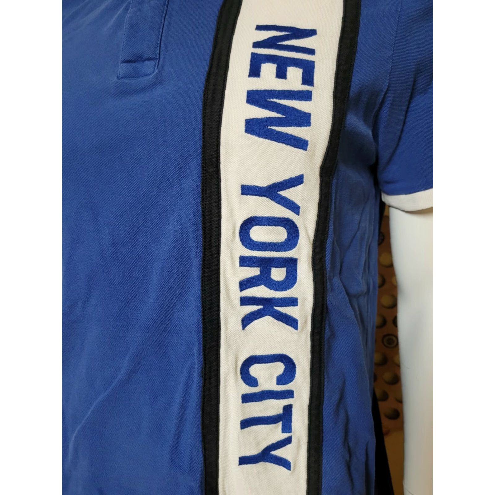 Vintage VTG US Polo Assn. New York City Polo Shirt Polo Medium BLUE Short Sleeve 100% Cotton Men M Fire 90s 00s Size US M / EU 48-50 / 2 - 3 Thumbnail