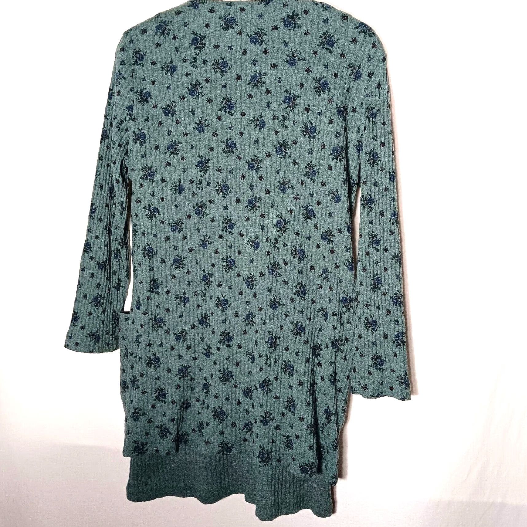 Vintage VINTAGE Pink Rose LA Gal Dress 2 Piece Set Women 12 Green Blue Floral Ribbed Knit Button Cardigan Tank Dress Winter Fall Spring Size XL / US 12-14 / IT 48-50 - 3 Thumbnail