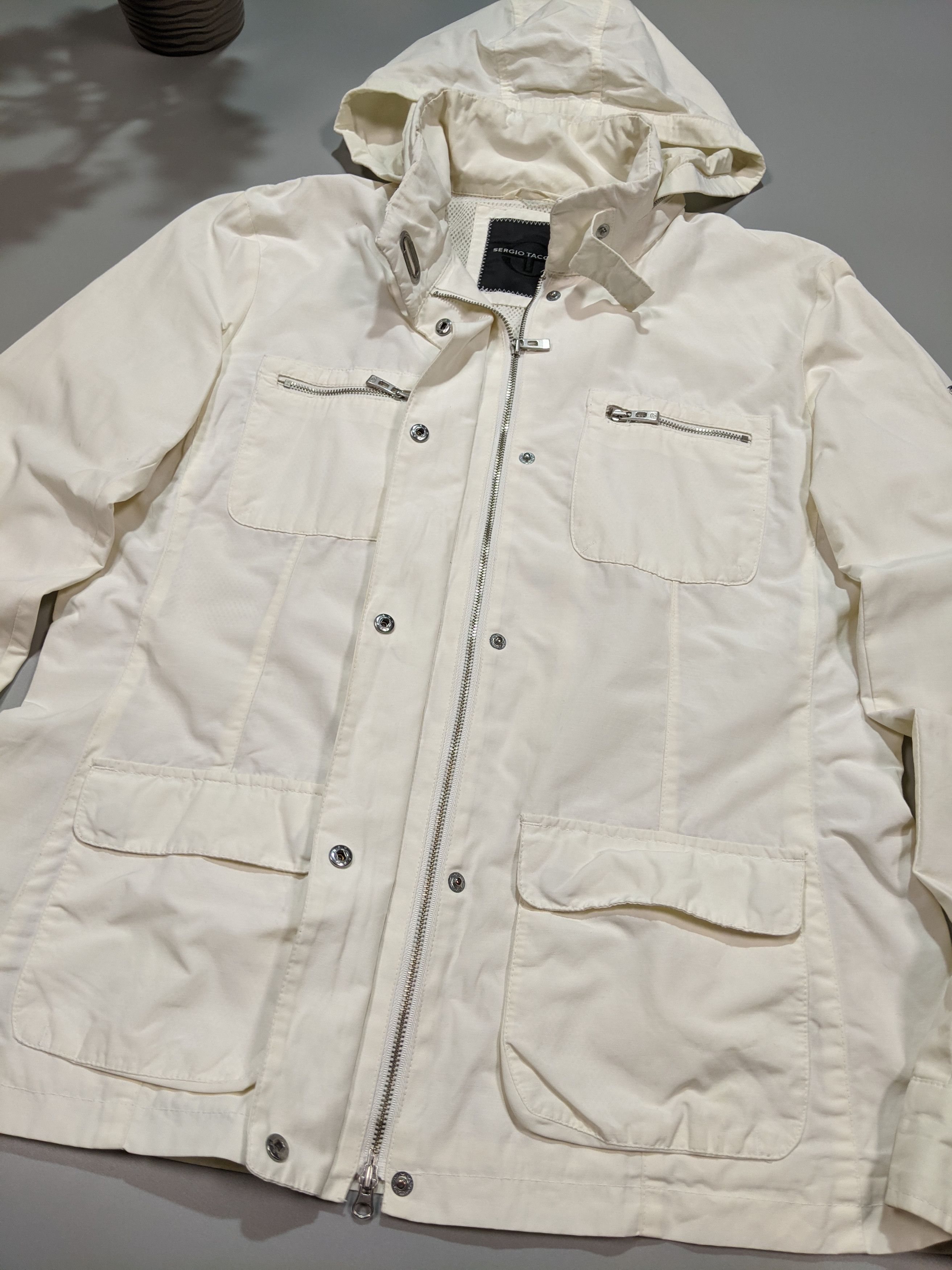 Sergio Tacchini × Vintage Sergio Tacchini Women's Vintage White Lightweight Raincoat Size XL / US 12-14 / IT 48-50 - 4 Thumbnail