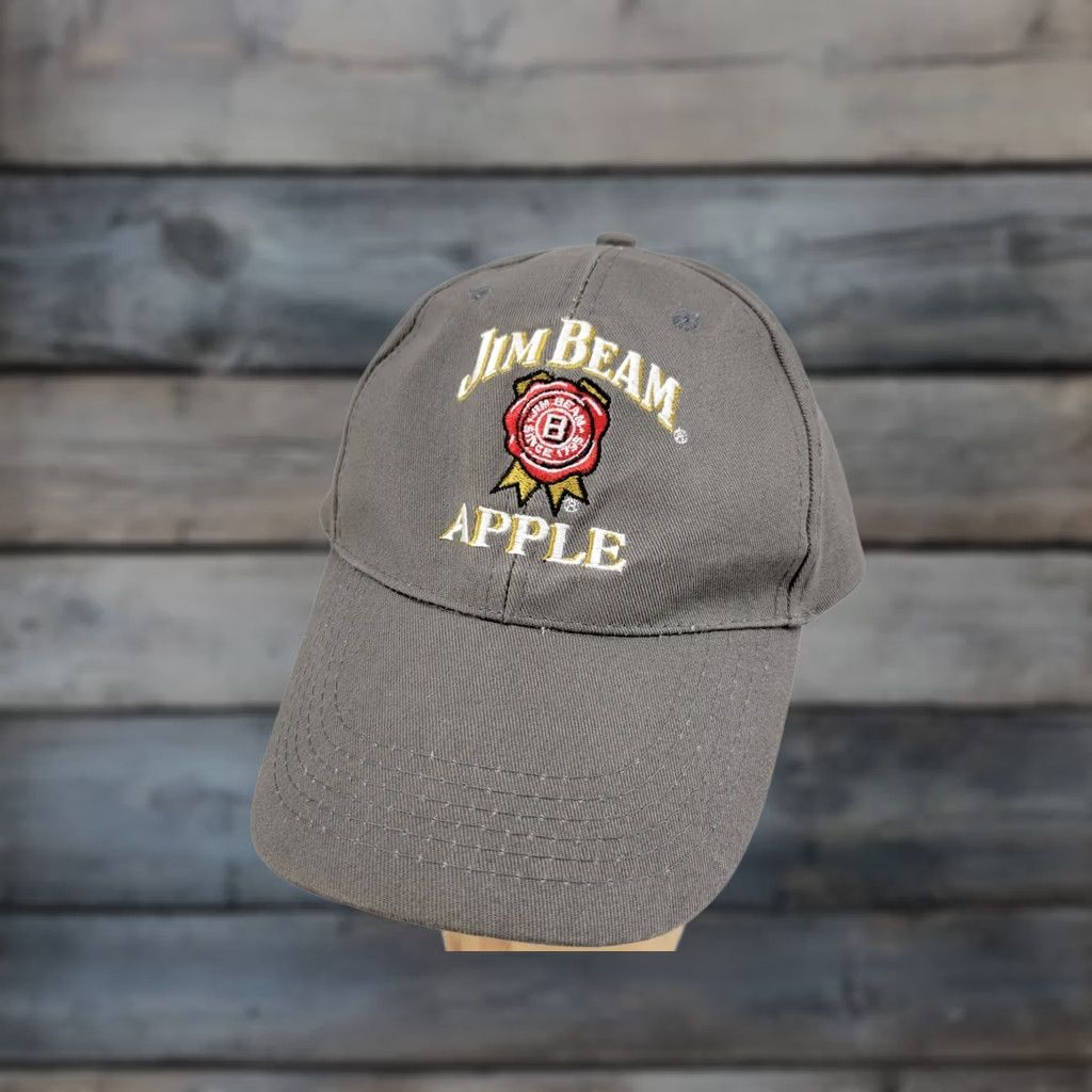 Apple Jim Beam Apple Mens Trucker Hat Adjustable Cap Embroidered Gray One Size Fits All Logo Size ONE SIZE - 1 Thumbnail