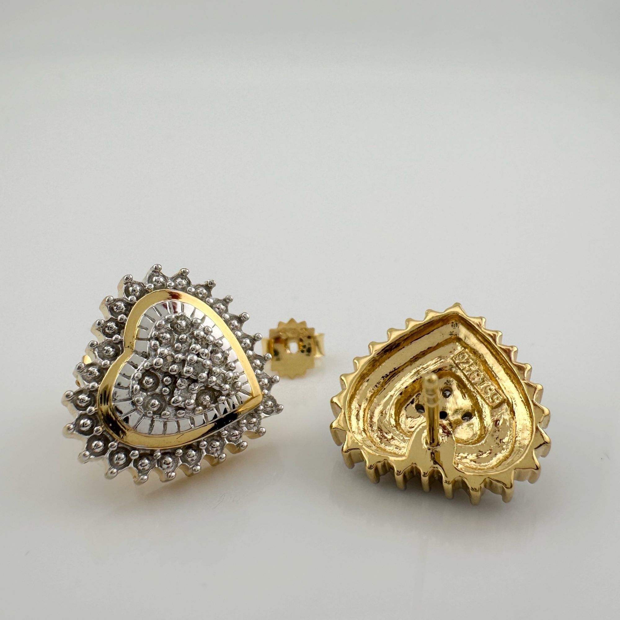 Other Two Tone Diamond Heart Stud Earrings in Sterling with 14 kt Size ONE SIZE - 8 Thumbnail