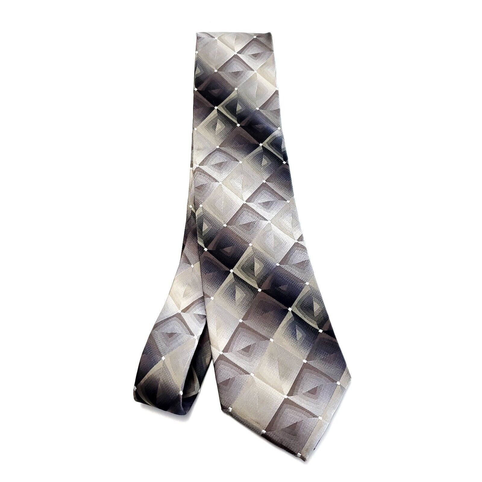 John Ashford John Ashford Brown Beige Silk Tie Woven Geometric Size ONE SIZE - 6 Thumbnail