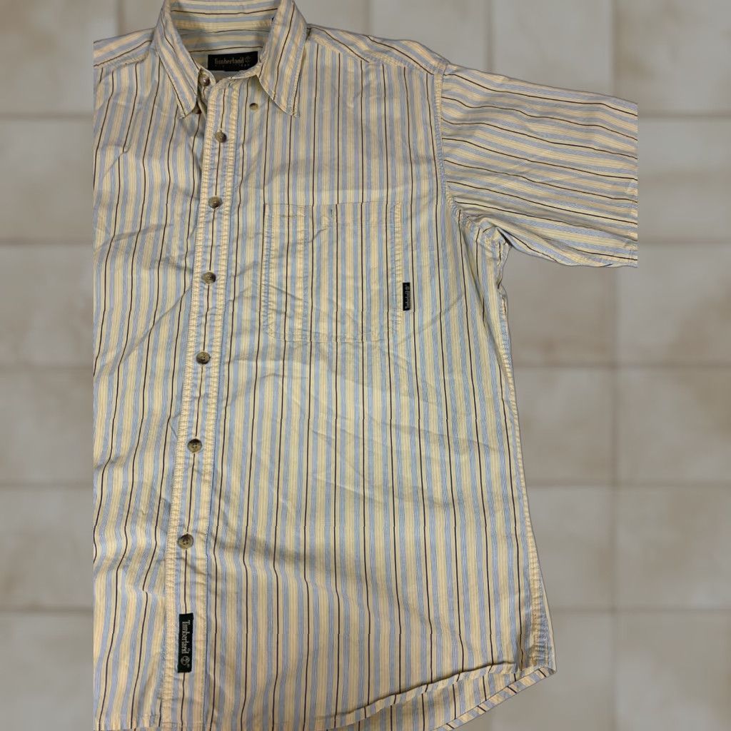 Timberland Timberland Mens Shirt Large Yellow Striped Weathergear Button Down Size US L / EU 52-54 / 3 - 1 Thumbnail