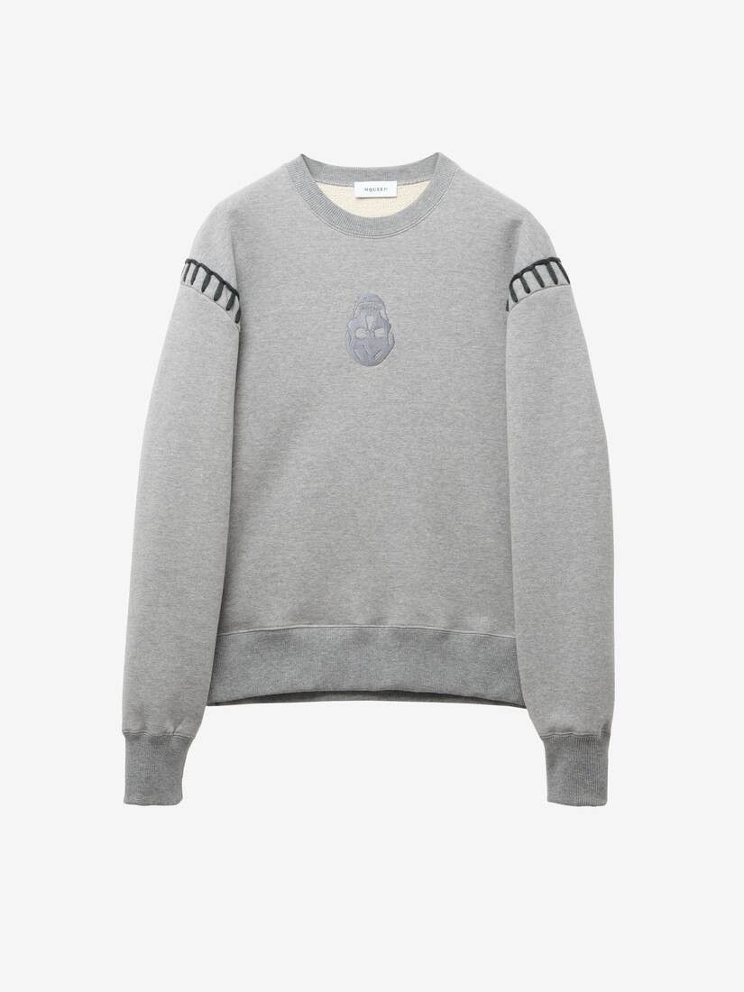 Alexander McQueen o1srvl11e0226 Skull Sweatshirt In Grey Size US XL / EU 56 / 4 - 1 Thumbnail
