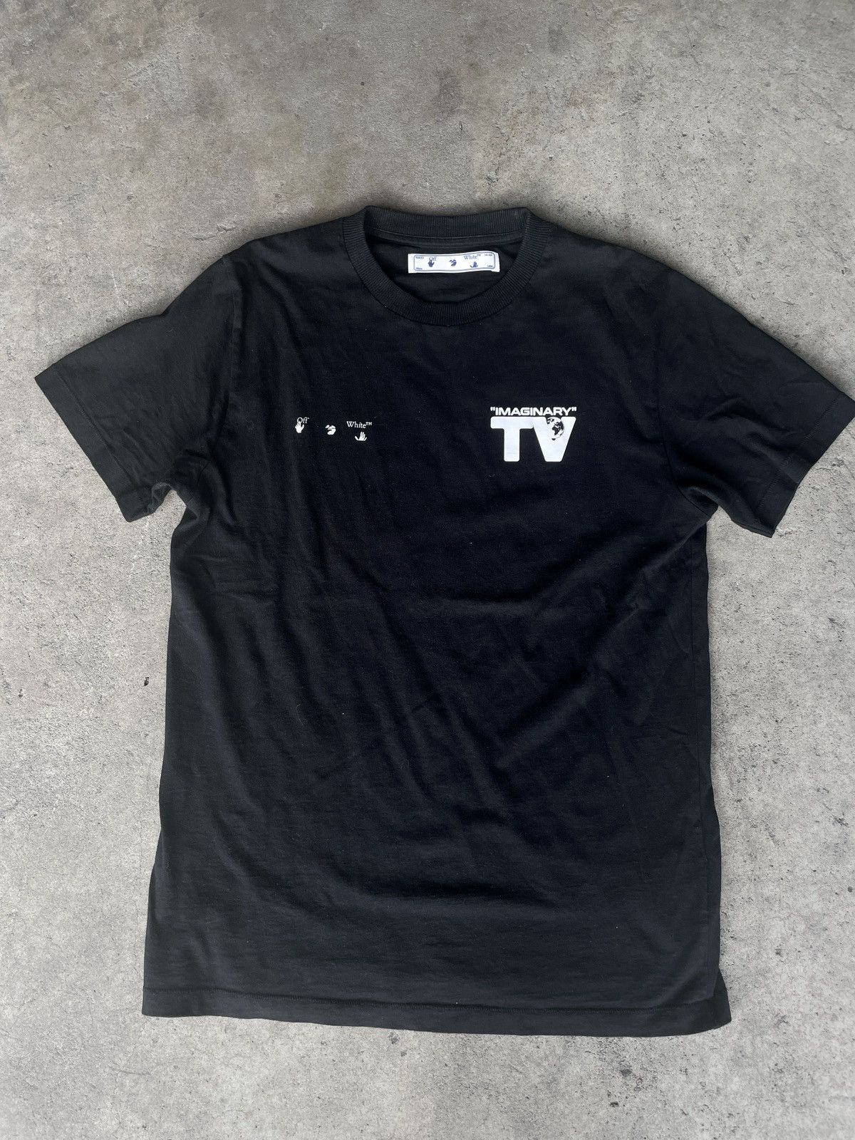 image of 2021 Virgil Abloh Off White “Imaginary Tv” T-Shirt in Black, Men's (Size Medium)