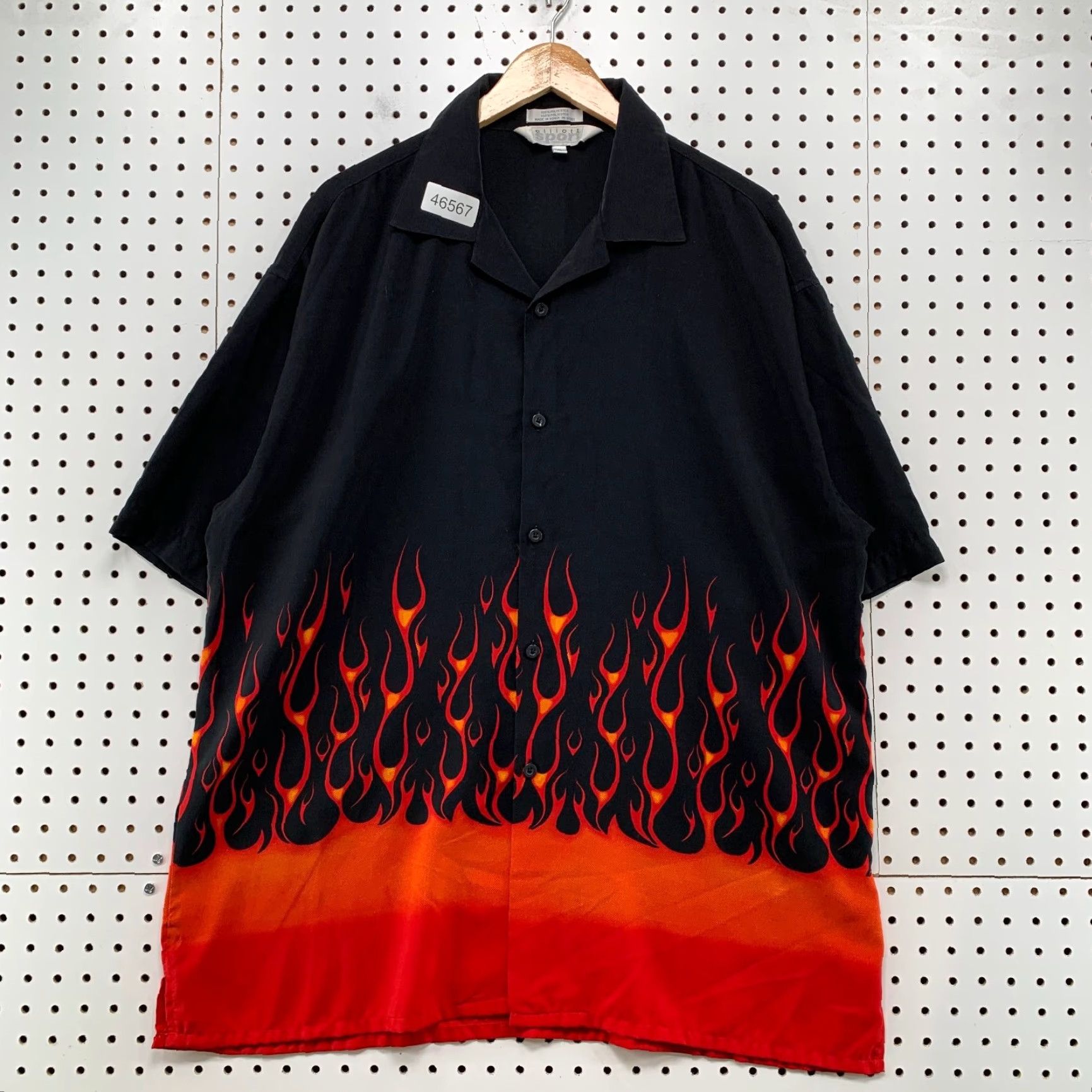 Vintage VINTAGE Flame Fire Button Shirt Mens XL Black Red Elliott Sport Size US XL / EU 56 / 4 - 2 Thumbnail