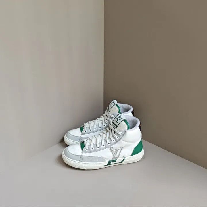 Louis Vuitton Charlie High-Top Sneakers in White Green 0079
