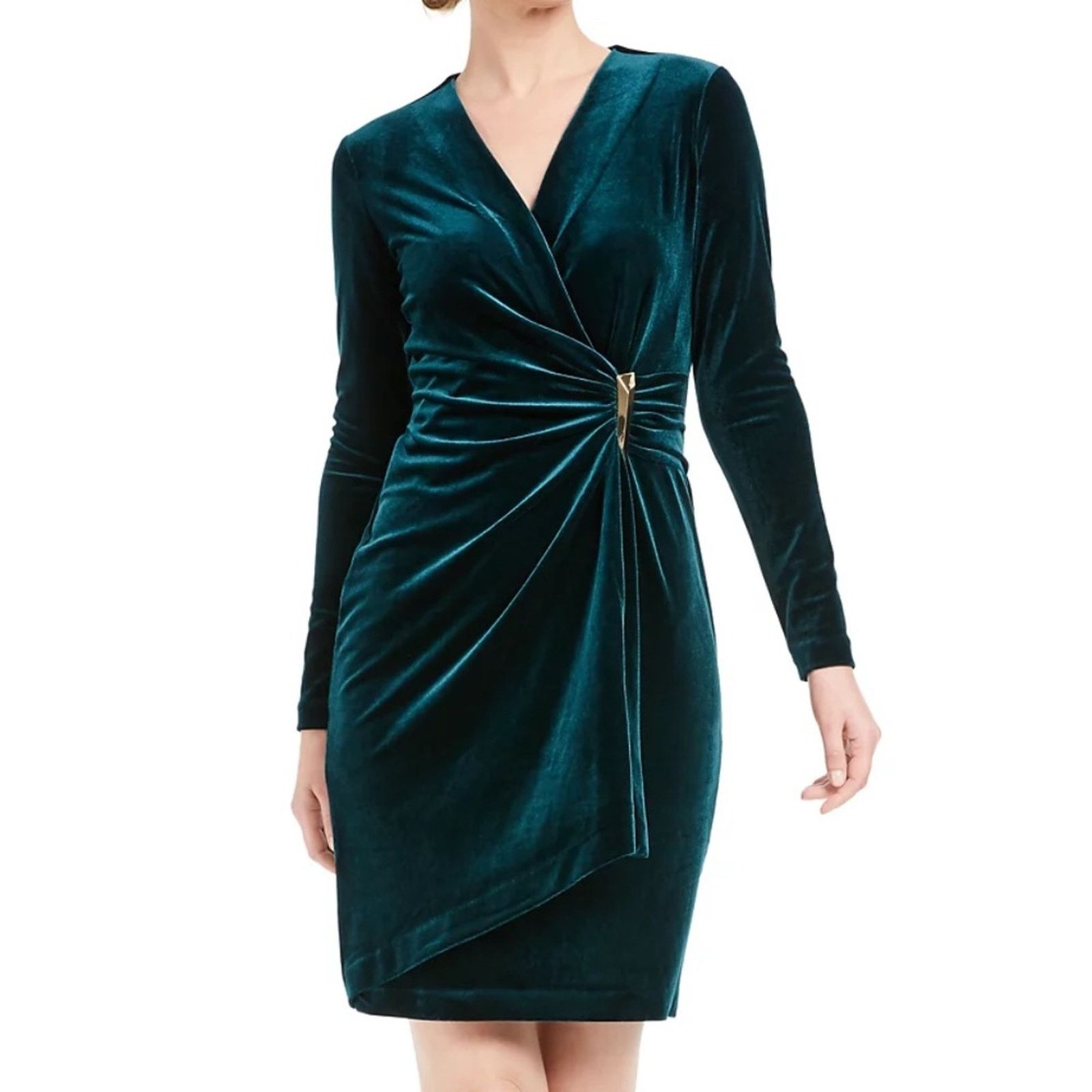 Calvin Klein Calvin Klein. Lux Velvet Wrapped Dress Size XL / US 12-14 / IT 48-50 - 5 Thumbnail
