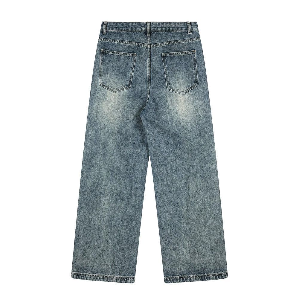 Jean Vintage distressed loose washed men's versatile jeans Size US 32 / EU 48 - 2 Thumbnail