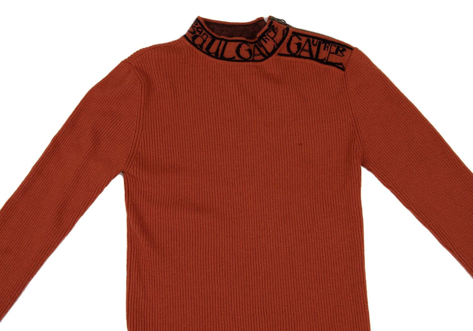 Jean Paul Gaultier Ribbed Knit Sweater with Logo Piping in Orange and Black Size US M / EU 48-50 / 2 - 2 Thumbnail