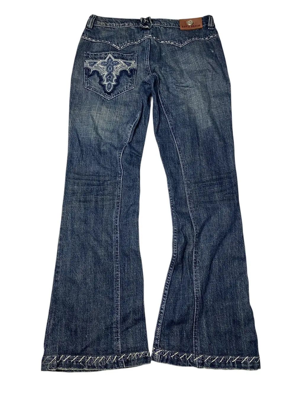 If Six Was Nine 2000's Antik Flared Seawash Tribal Bootcut Jeans Size US 29 - 10 Thumbnail