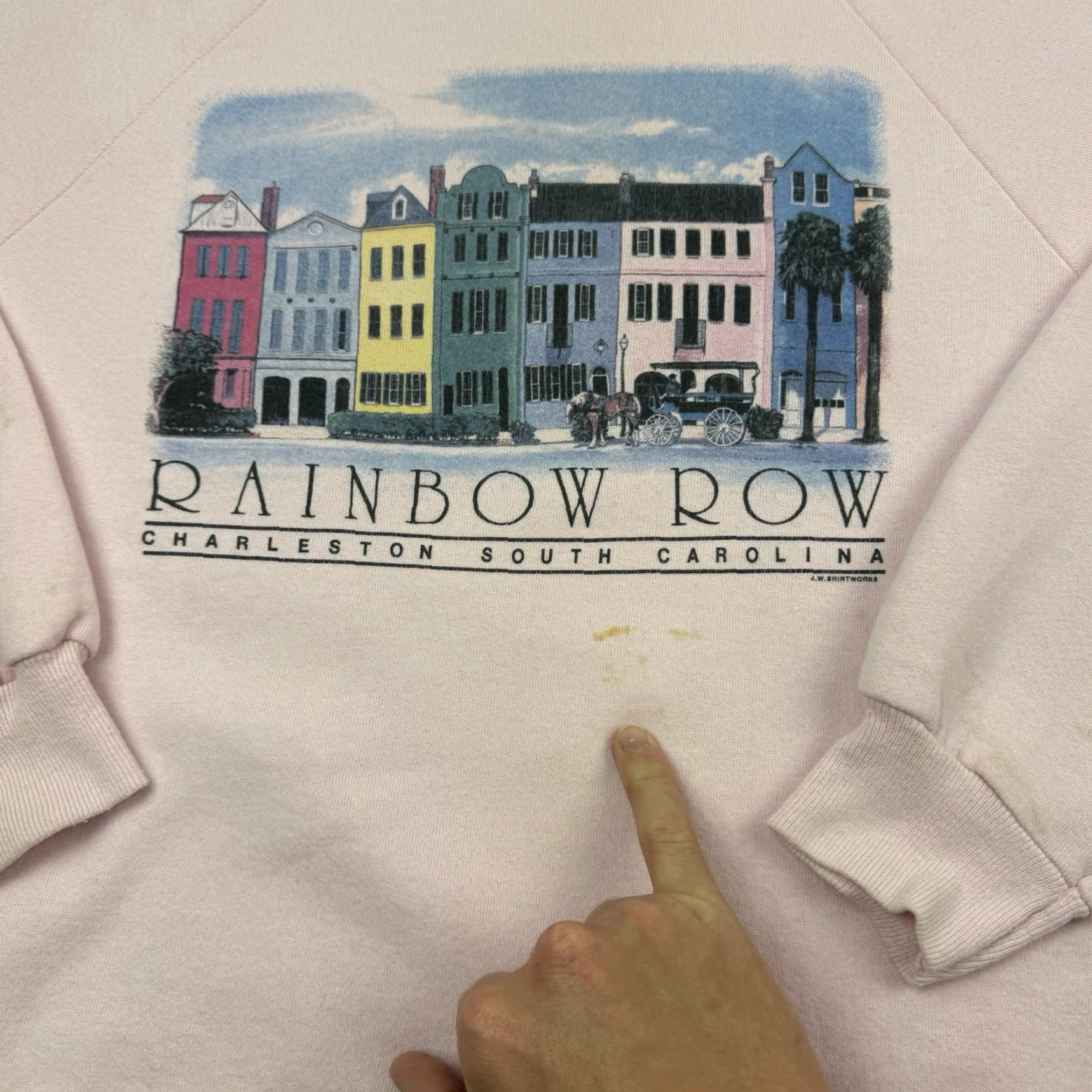 Hanes VINTAGE Hanes Charleston Rainbow Row Sweatshirt Adult XL Pink Crewneck 90s Womens Size XL / US 12-14 / IT 48-50 - 4 Thumbnail