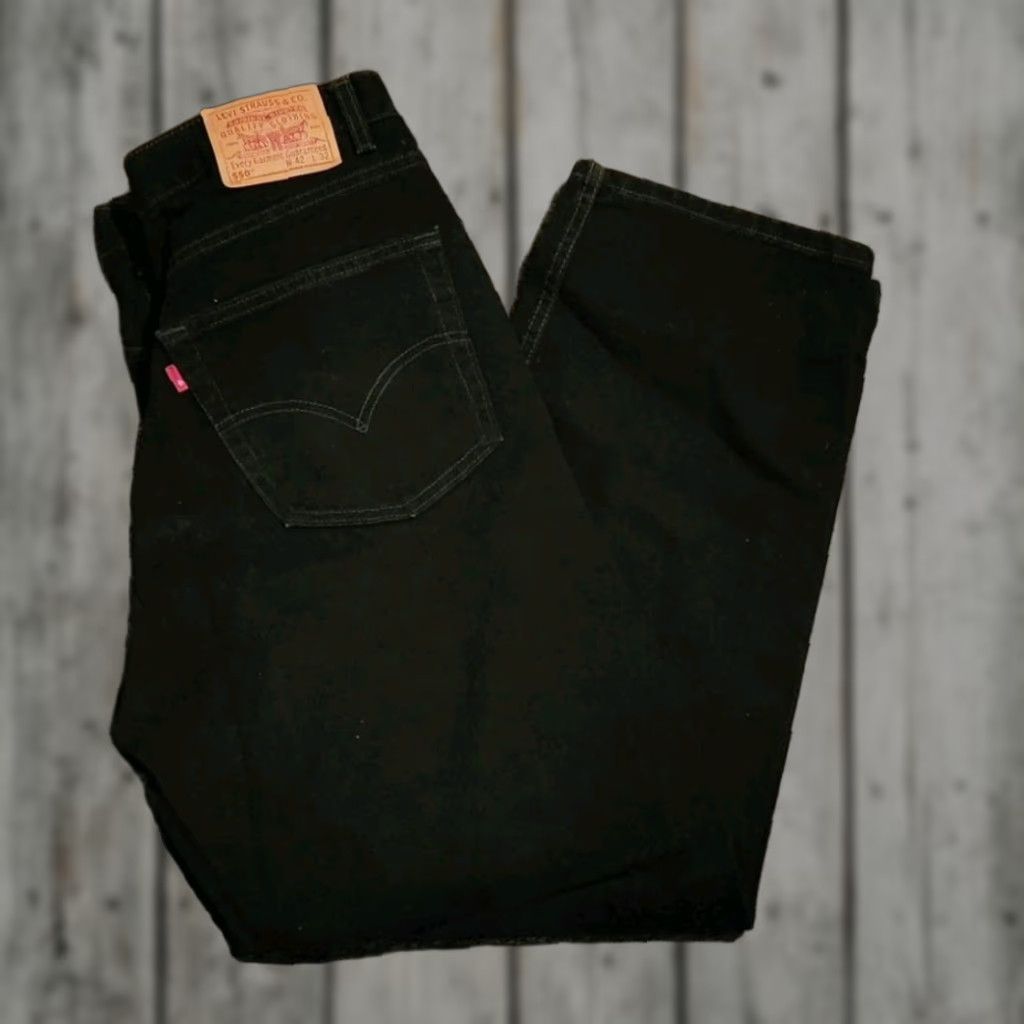 Levi's VINTAGE Levi's 505 Jeans Mens Regular Straight 42x32 Black Denim 90s USA Mens Size US 42 / EU 58 - 1 Thumbnail