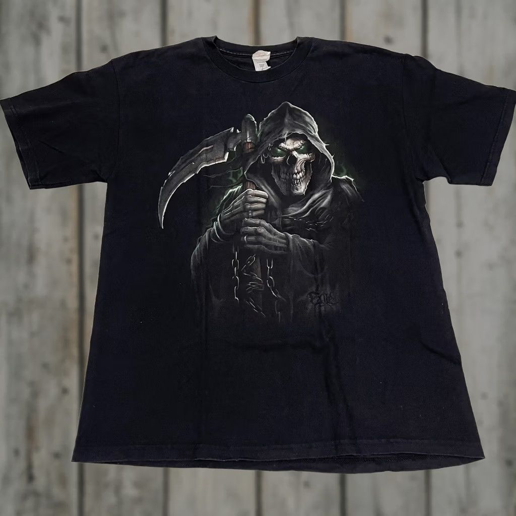 Vintage VINTAGE EXILE Grim Reaper T-Shirt Graphic Horror Gothic Biker Y2K Alstyle SX? Size US L / EU 52-54 / 3 - 1 Thumbnail