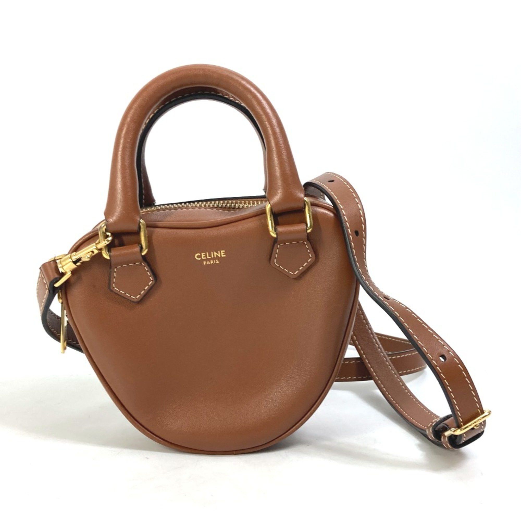 Celine CELINE 2WAY Hand Bag Pochette Bag Crossbody Shoulder Bag Brown Gold Size ONE SIZE - 1 Thumbnail