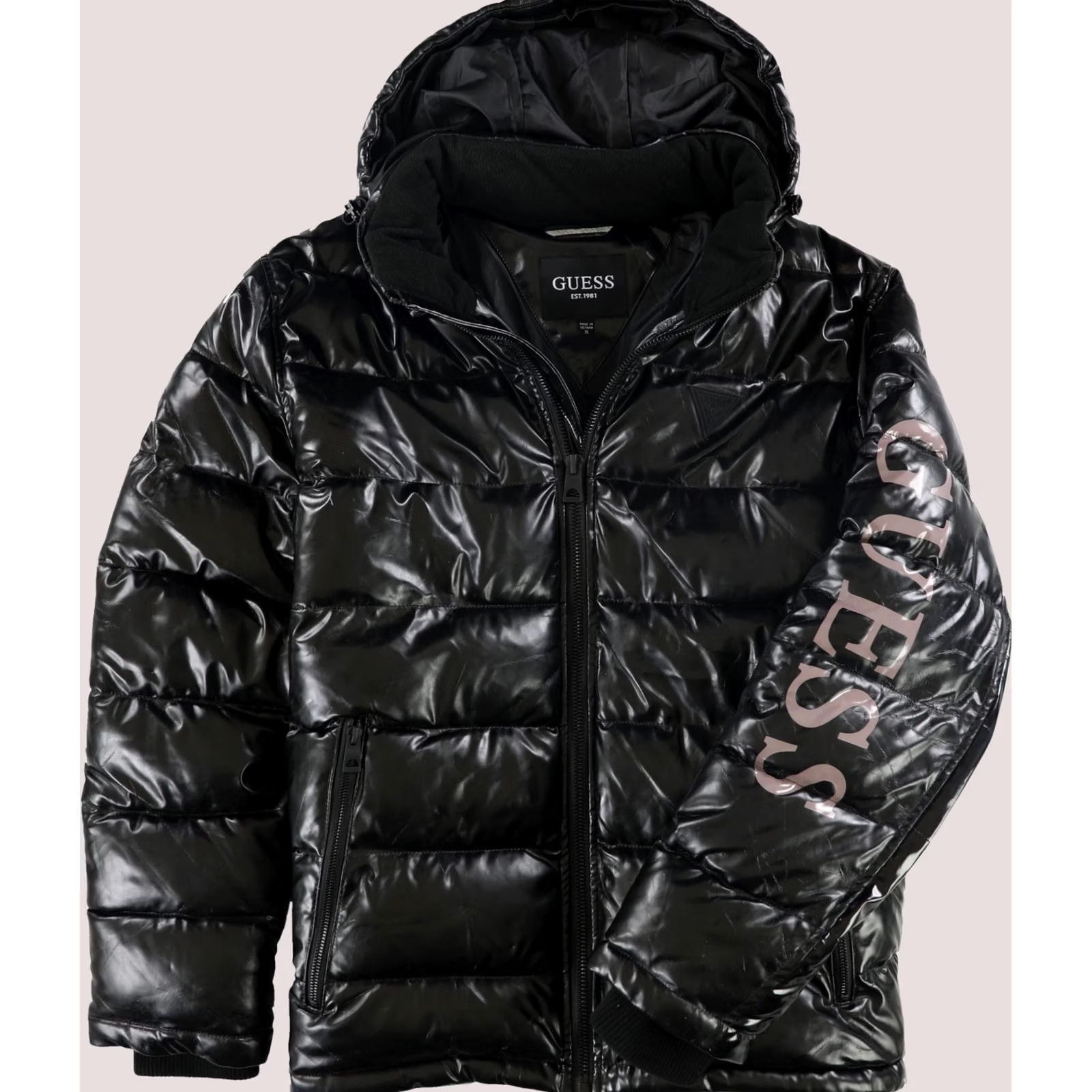 Guess GUESS Mens Holographic Puffer Jacket black 2XL Size US XXL / EU 58 / 5 - 1 Thumbnail