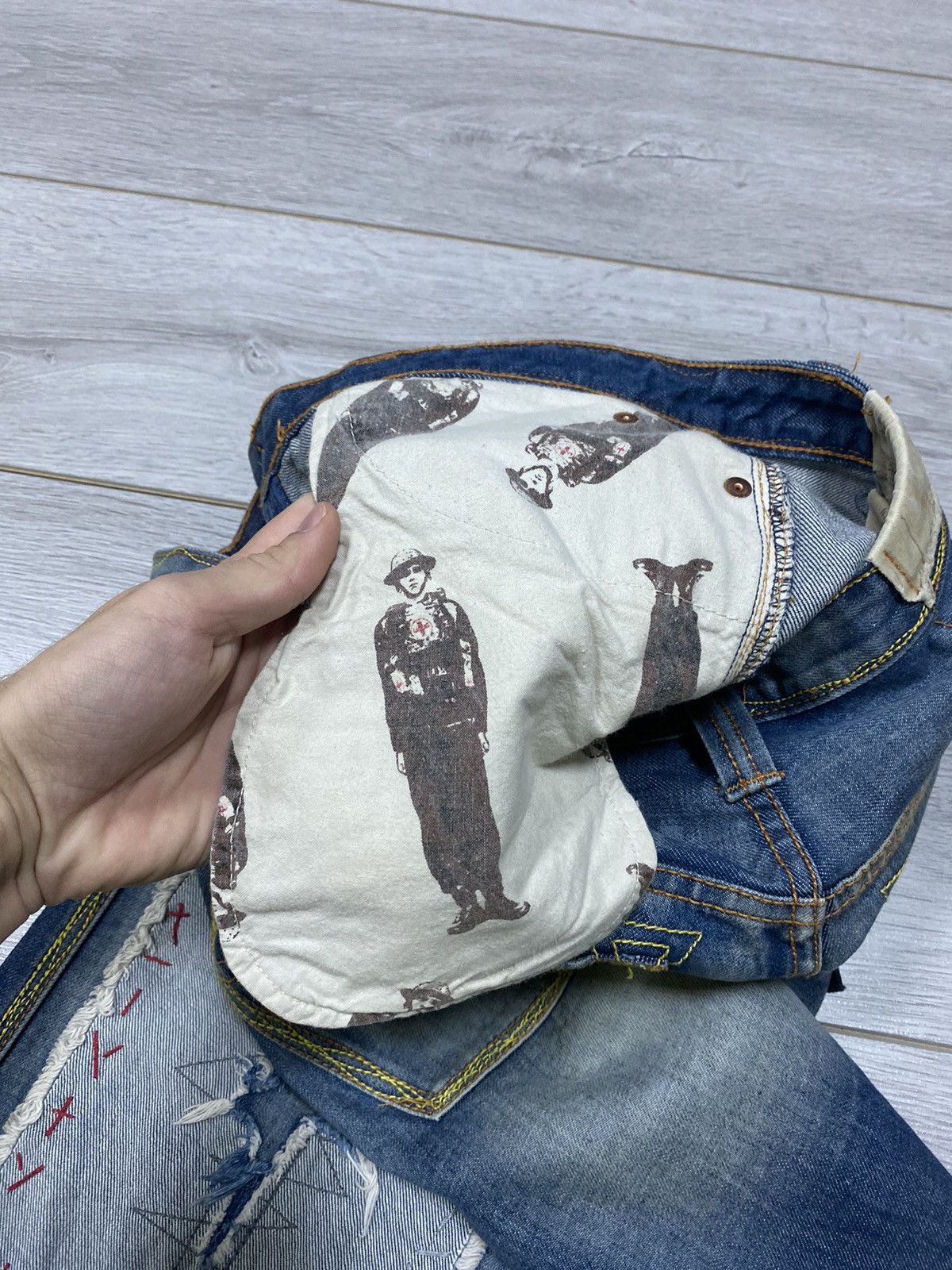 Vintage Tough jeansmith patchwork military denim jeans Size US 32 / EU 48 - 10 Thumbnail
