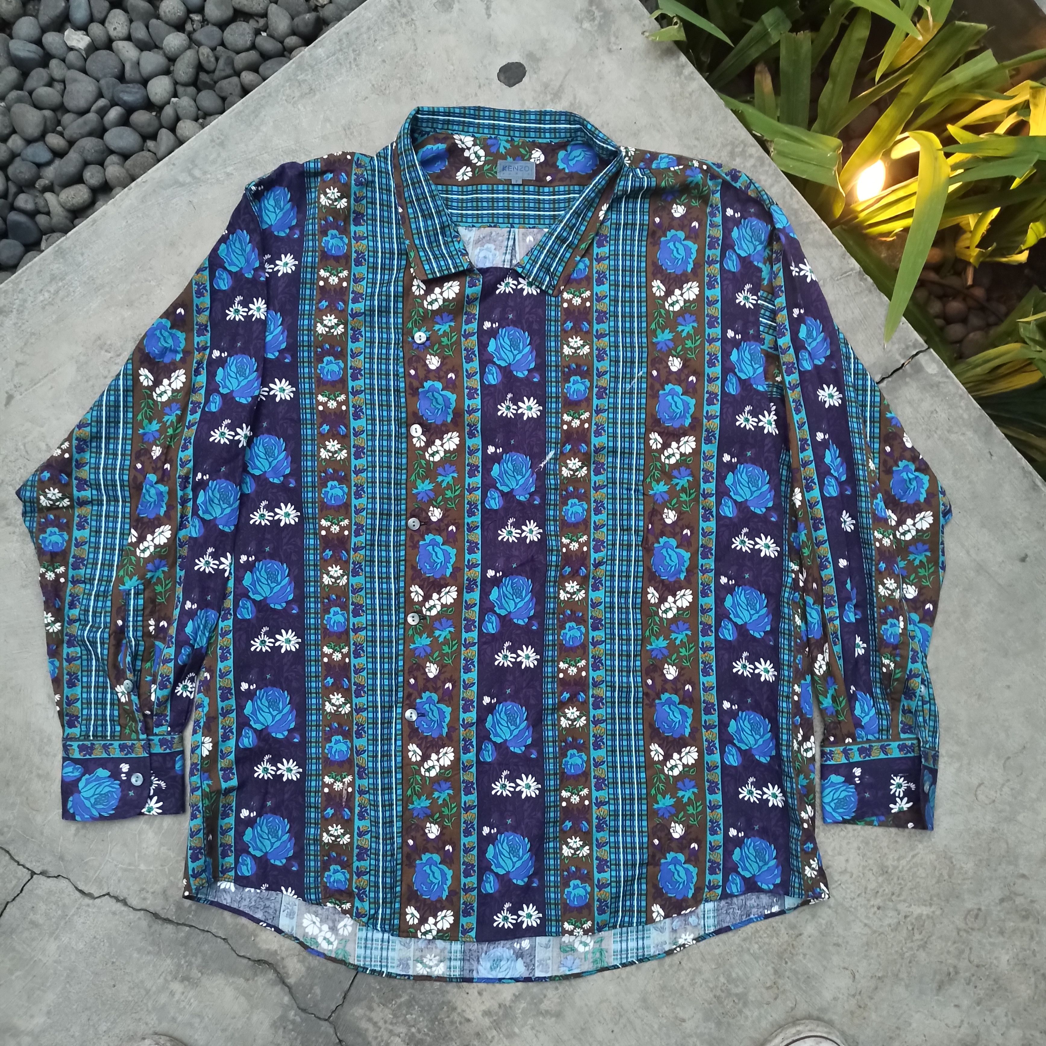Kenzo Rayon Floral Shirt Kenzo Size US L / EU 52-54 / 3 - 1 Thumbnail