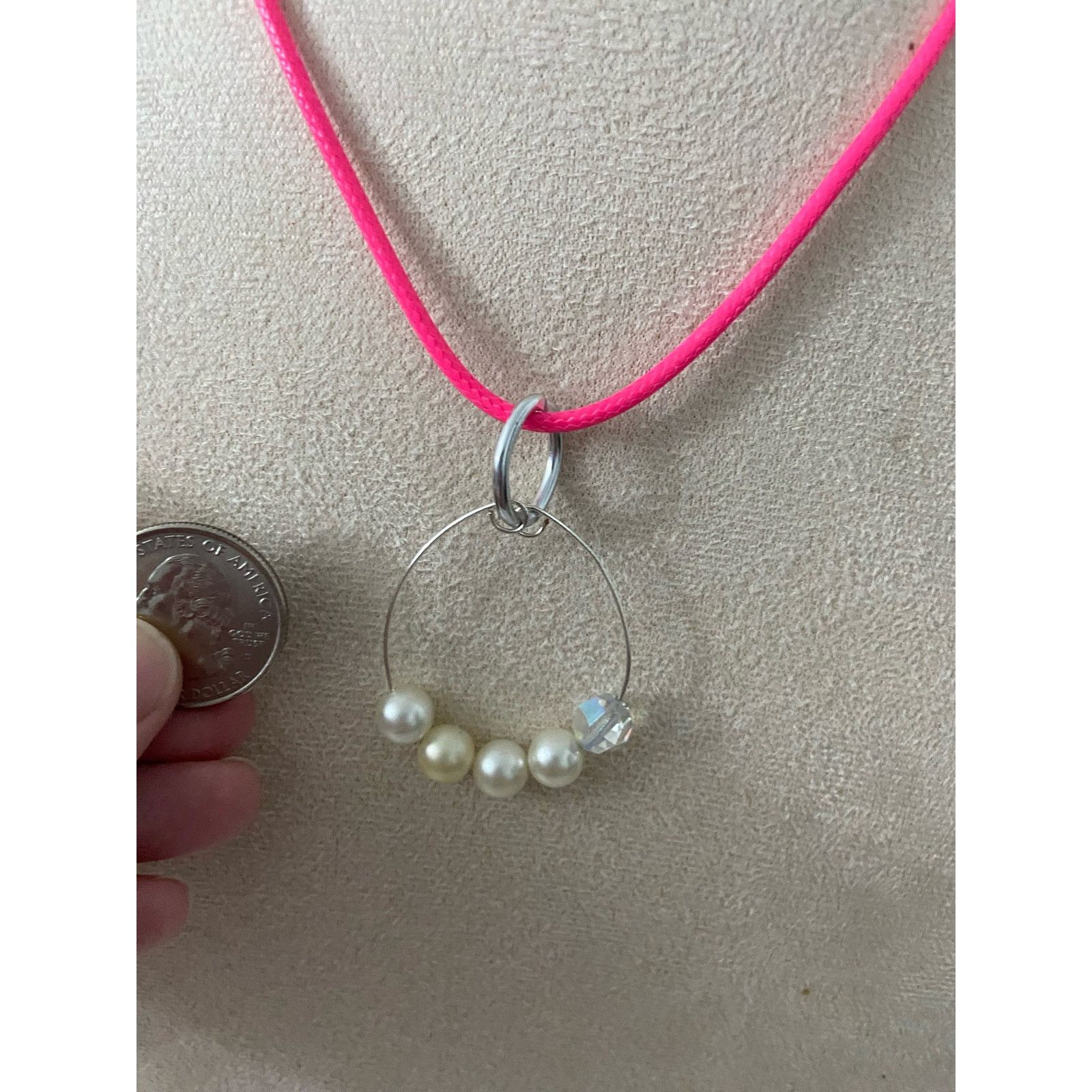 Handmade round pendant necklace faux pearl Size ONE SIZE - 2 Thumbnail