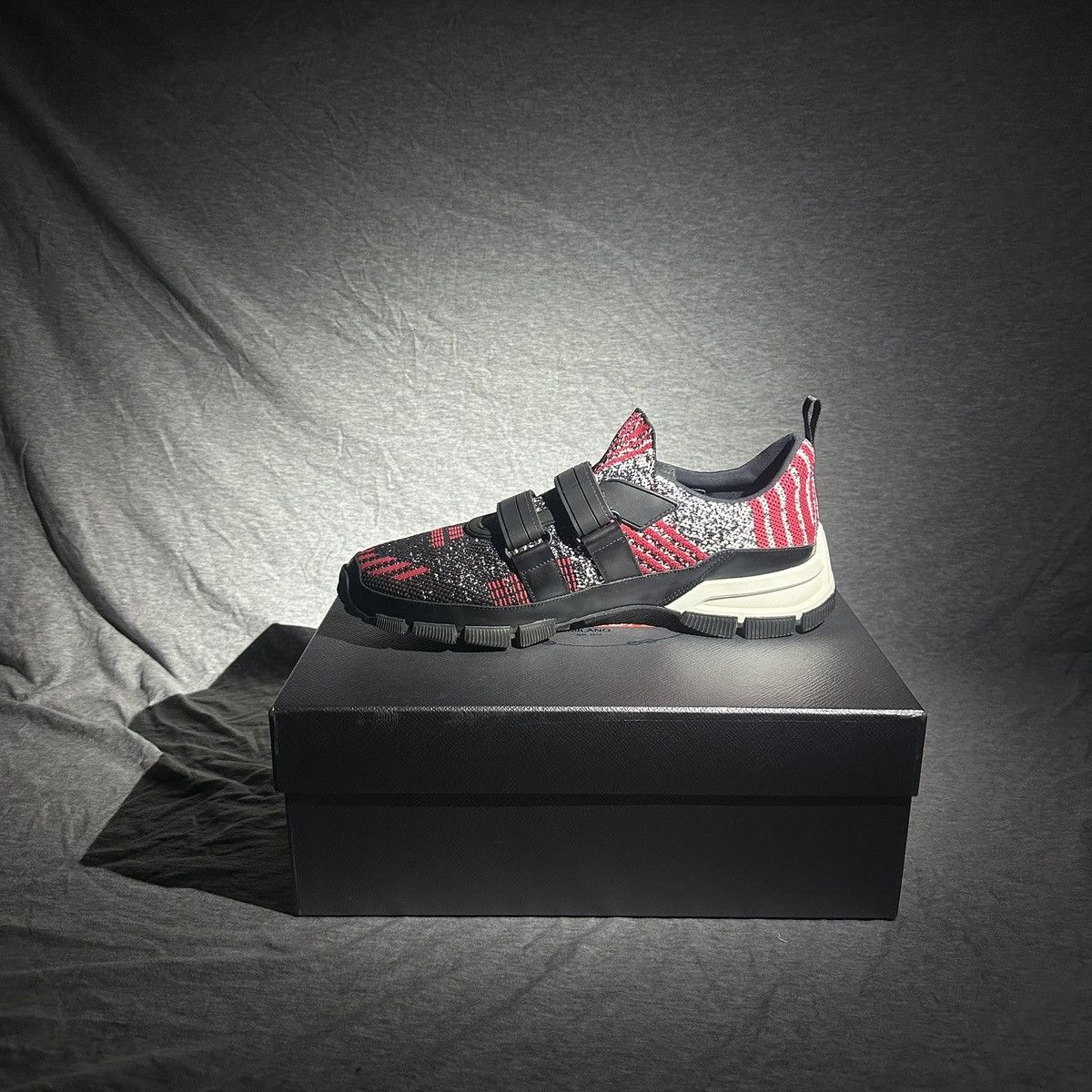 Prada PRADA Crossection Slip-On Knit Red/Black/Grey, Size 10.5 Size US 10.5 / EU 43-44 - 20 Thumbnail