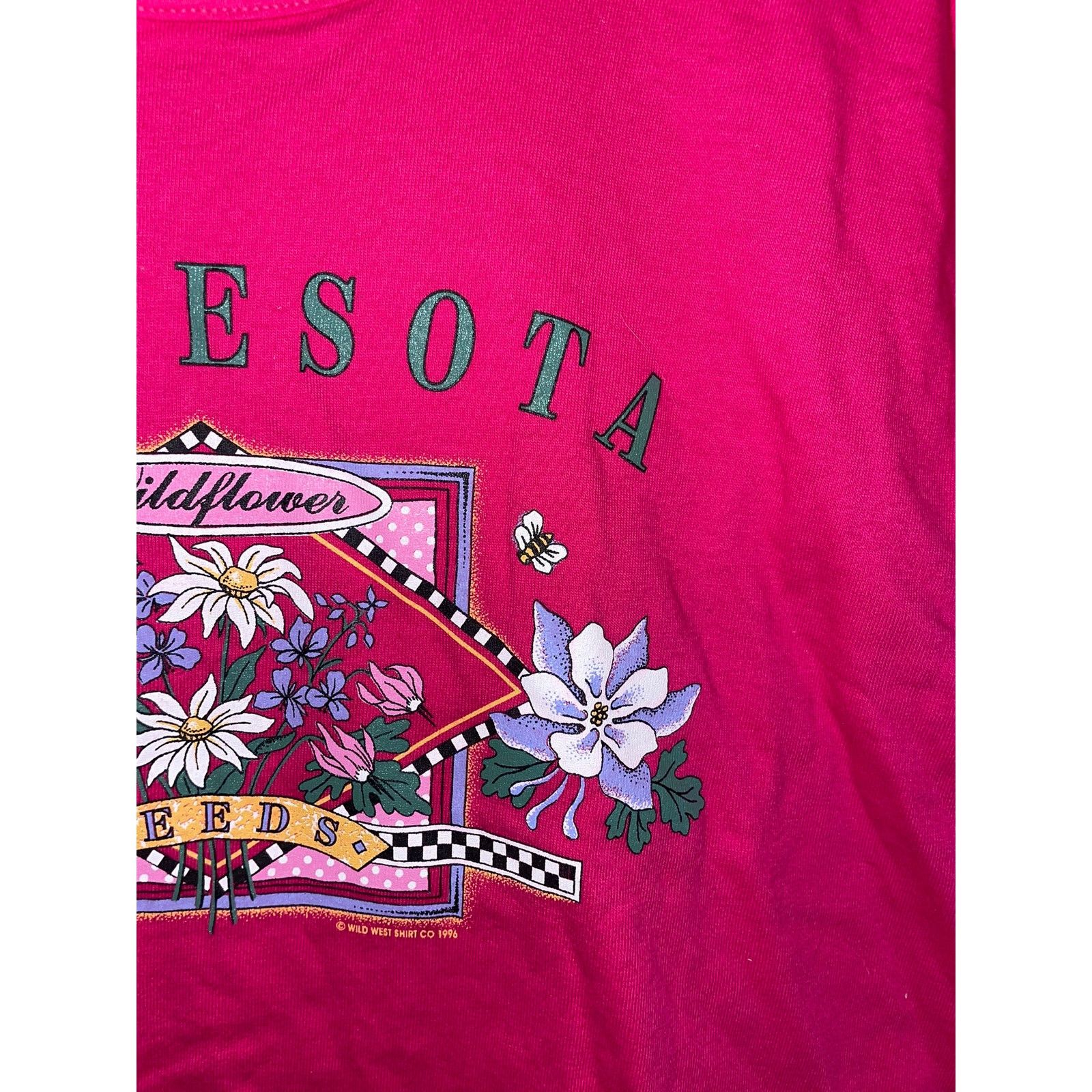 Vintage Womens Minnesota Pink Shirt Wildflowers Seed Tee Top 90s L Size L / US 10 / IT 46 - 4 Thumbnail