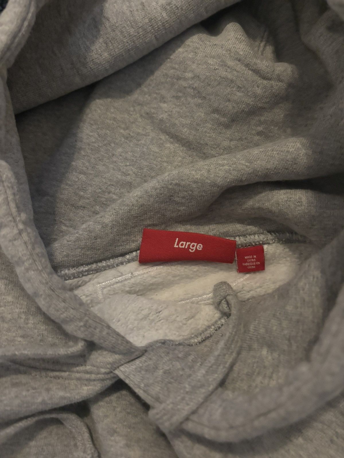 Supreme Supreme Satin Appliqué Hooded Sweatshirt 'Heather Grey' Size US L / EU 52-54 / 3 - 3 Thumbnail