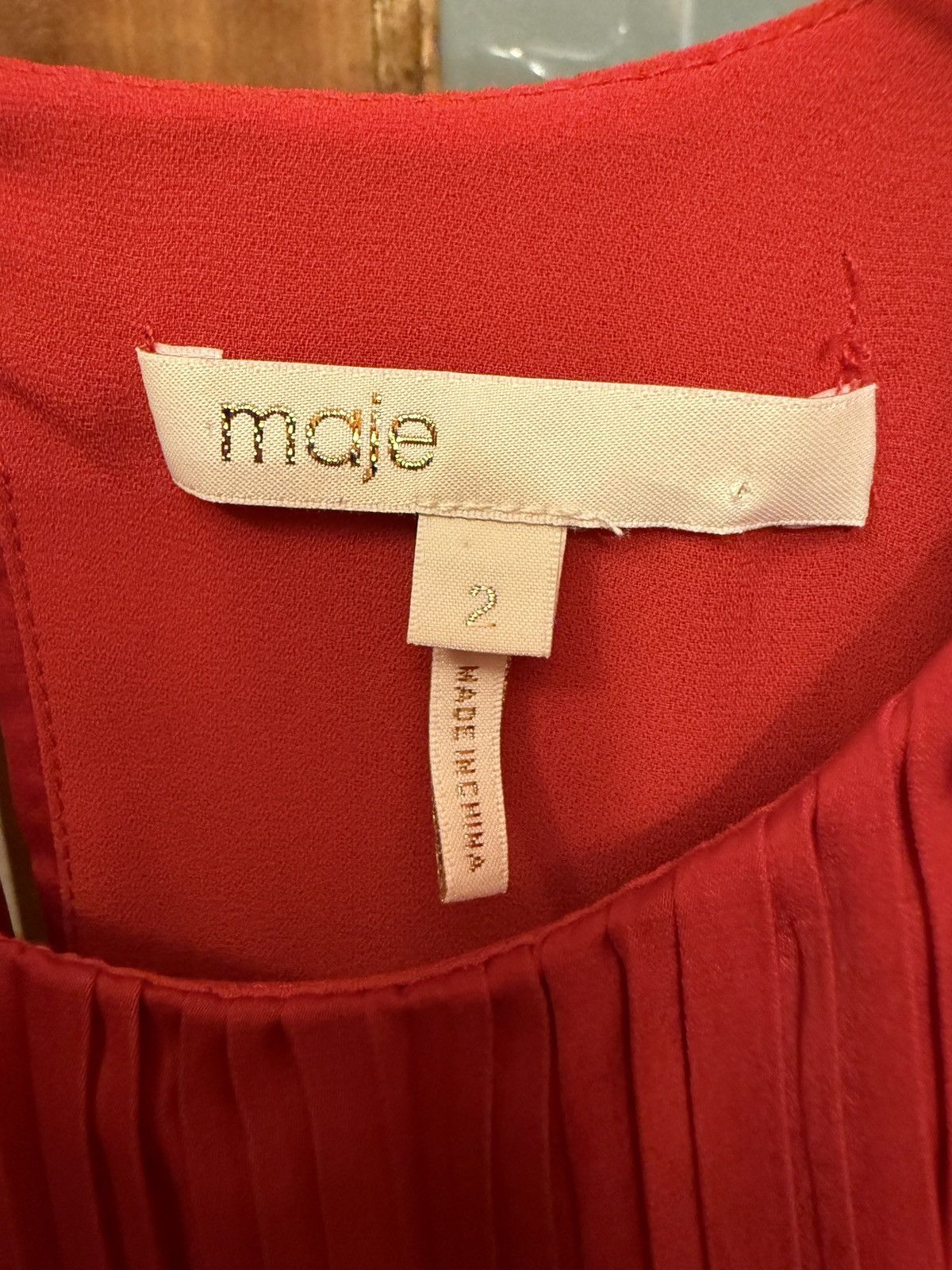 Maje Maje Women Apple Red Tiered Layered Ruffle Sleeveless Dress Size XS / US 0-2 / IT 36-38 - 2 Thumbnail
