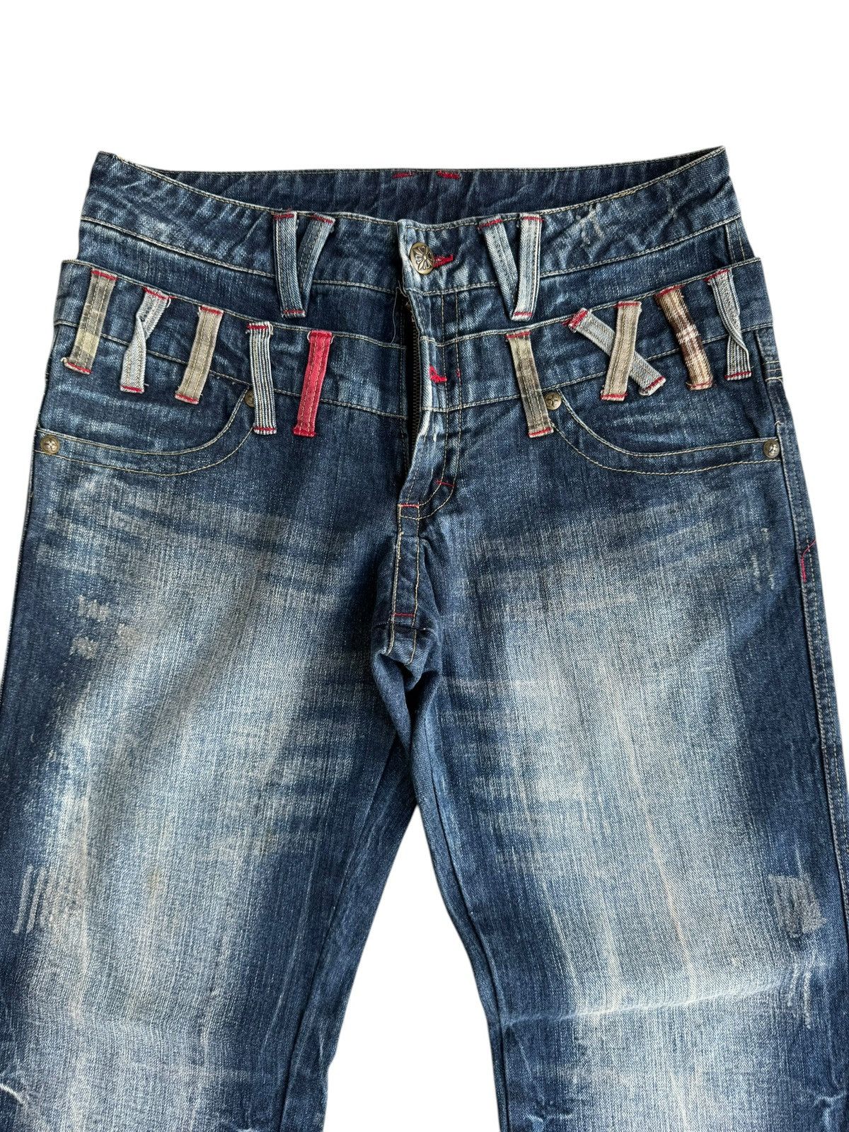 Japanese Brand Vintage Unbranded Distressed Double Waist Denim Jeans Size US 32 / EU 48 - 5 Thumbnail