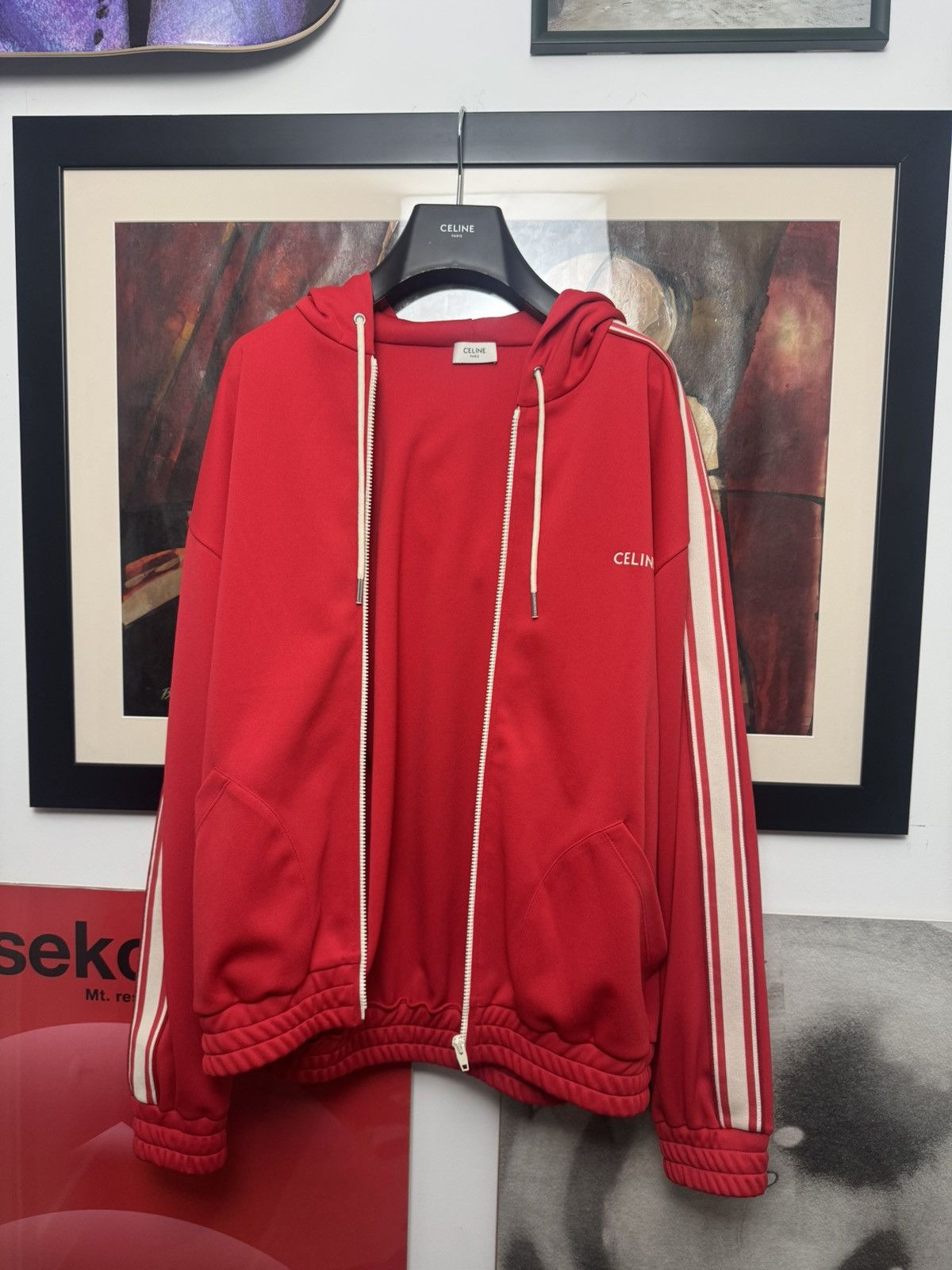 Celine Celine Logo Track Jacket Hoodie Top Zip Up Designer Sample Size US M / EU 48-50 / 2 - 3 Thumbnail