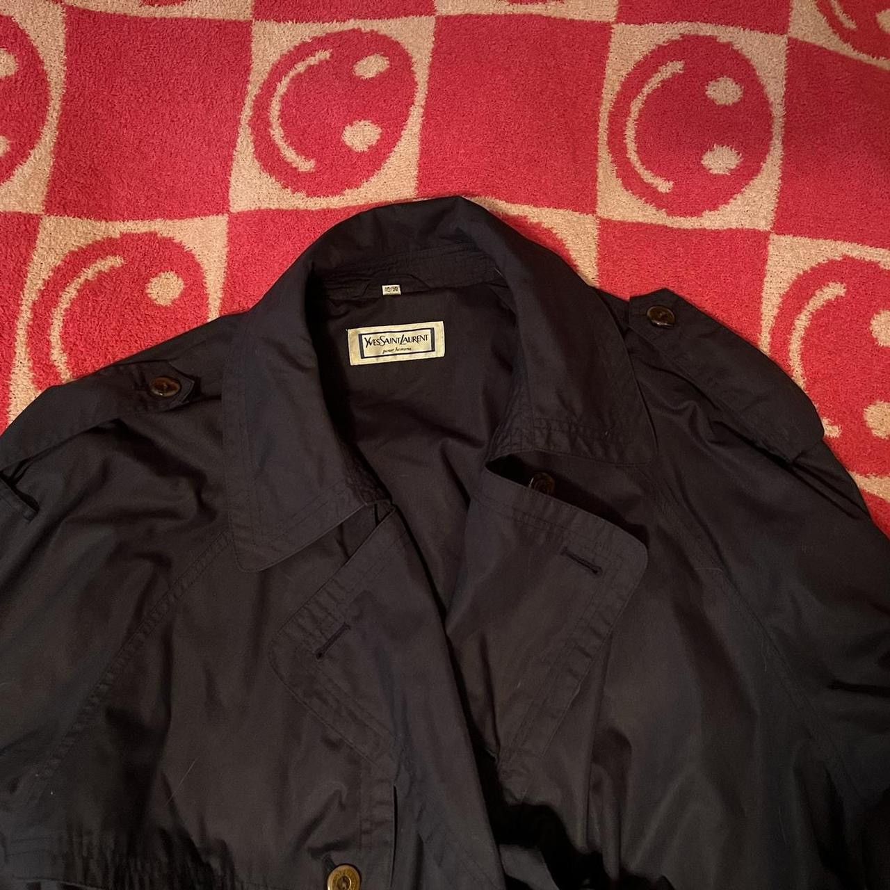 Yves Saint Laurent YSL Navy Belted Double-Breasted Overcoat Size US L / EU 52-54 / 3 - 4 Thumbnail