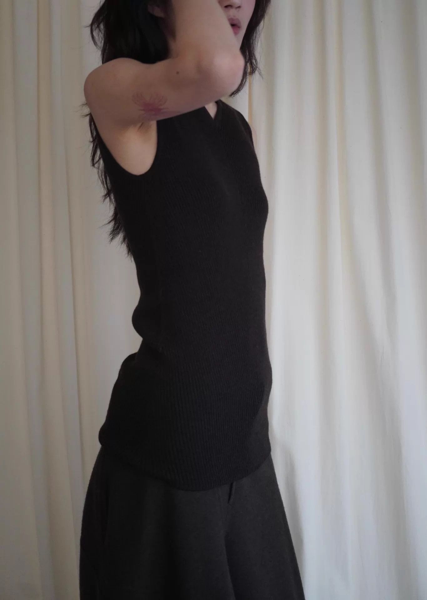 Hermes Hermes by JPG Herringbone Cashmere Silk Tank Top Deep Brown Size L / US 10 / IT 46 - 4 Thumbnail