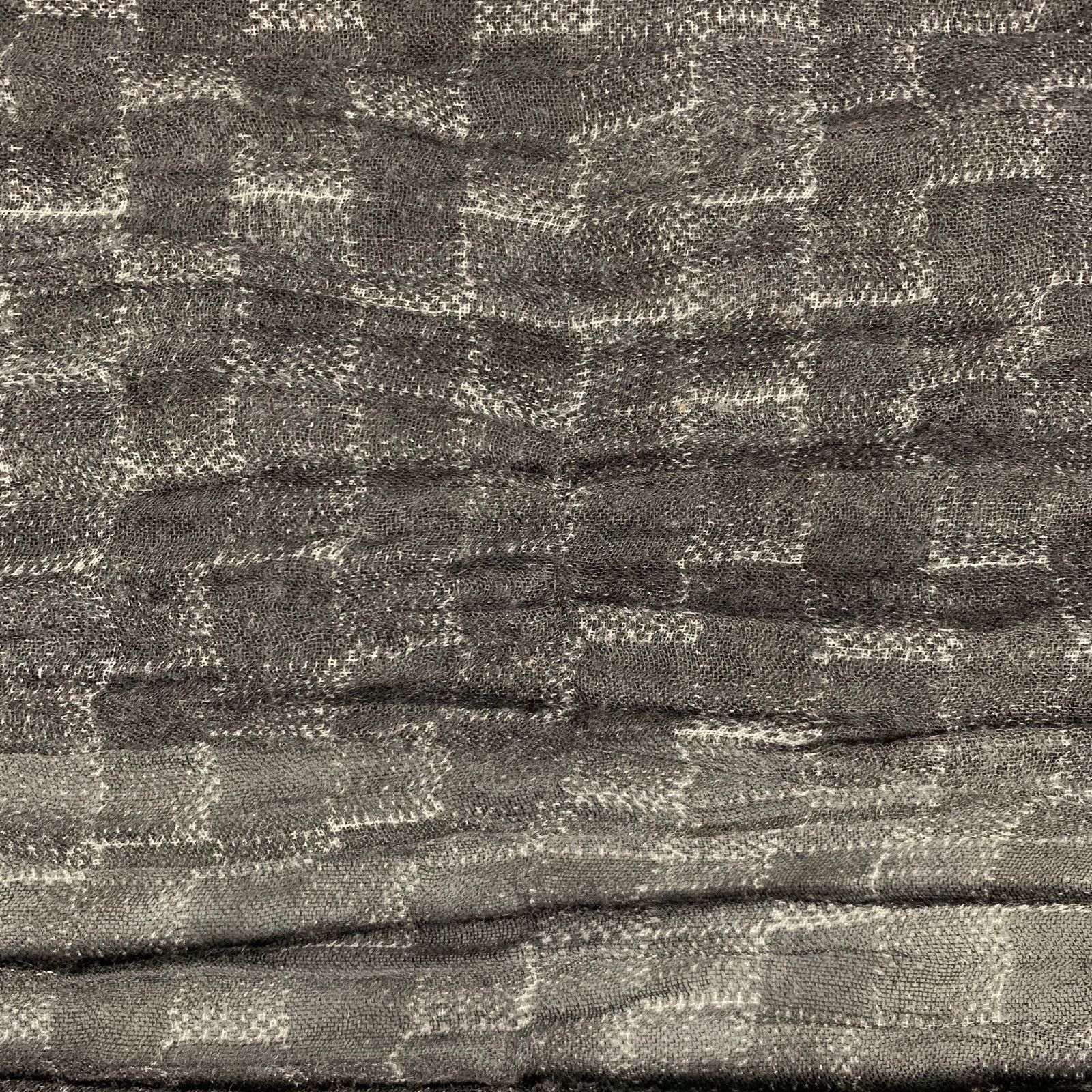 Louis Vuitton LOUIS VUITTON Black Grey Checkered Cashmere Silk Scarves Size ONE SIZE - 6 Thumbnail