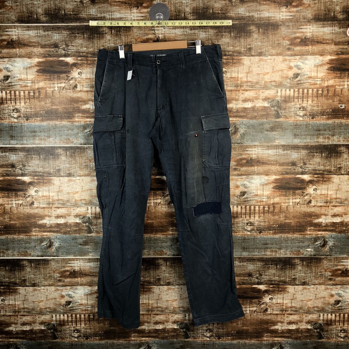 Japanese Brand DL Burtle Dark Blue ripped Cargo Multipocket Pants #C759 Size US 34 / EU 50 - 1 Thumbnail