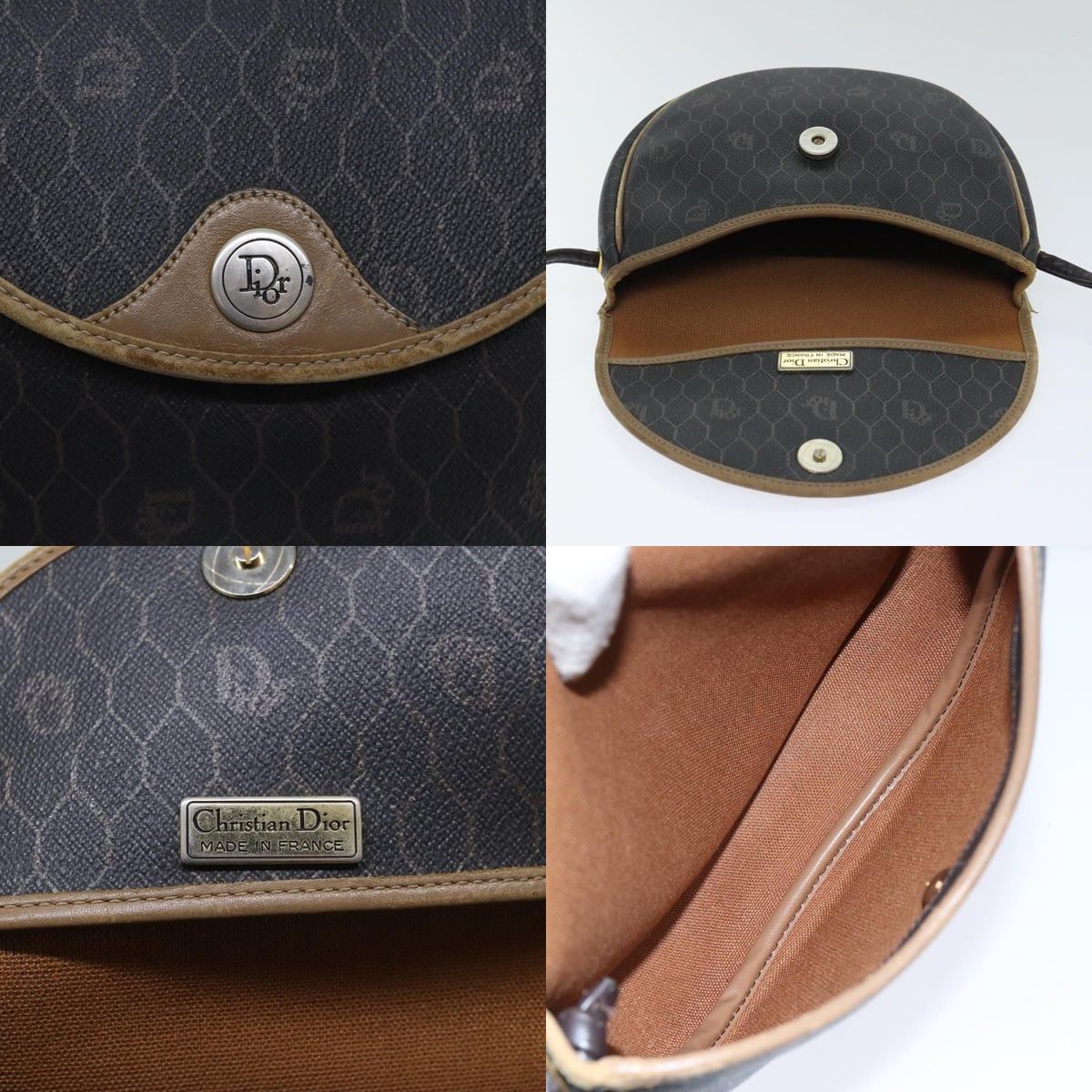 Dior DIOR Honeycomb Canvas Shoulder Bag Pvc Leather Black Gold Size ONE SIZE - 11 Thumbnail