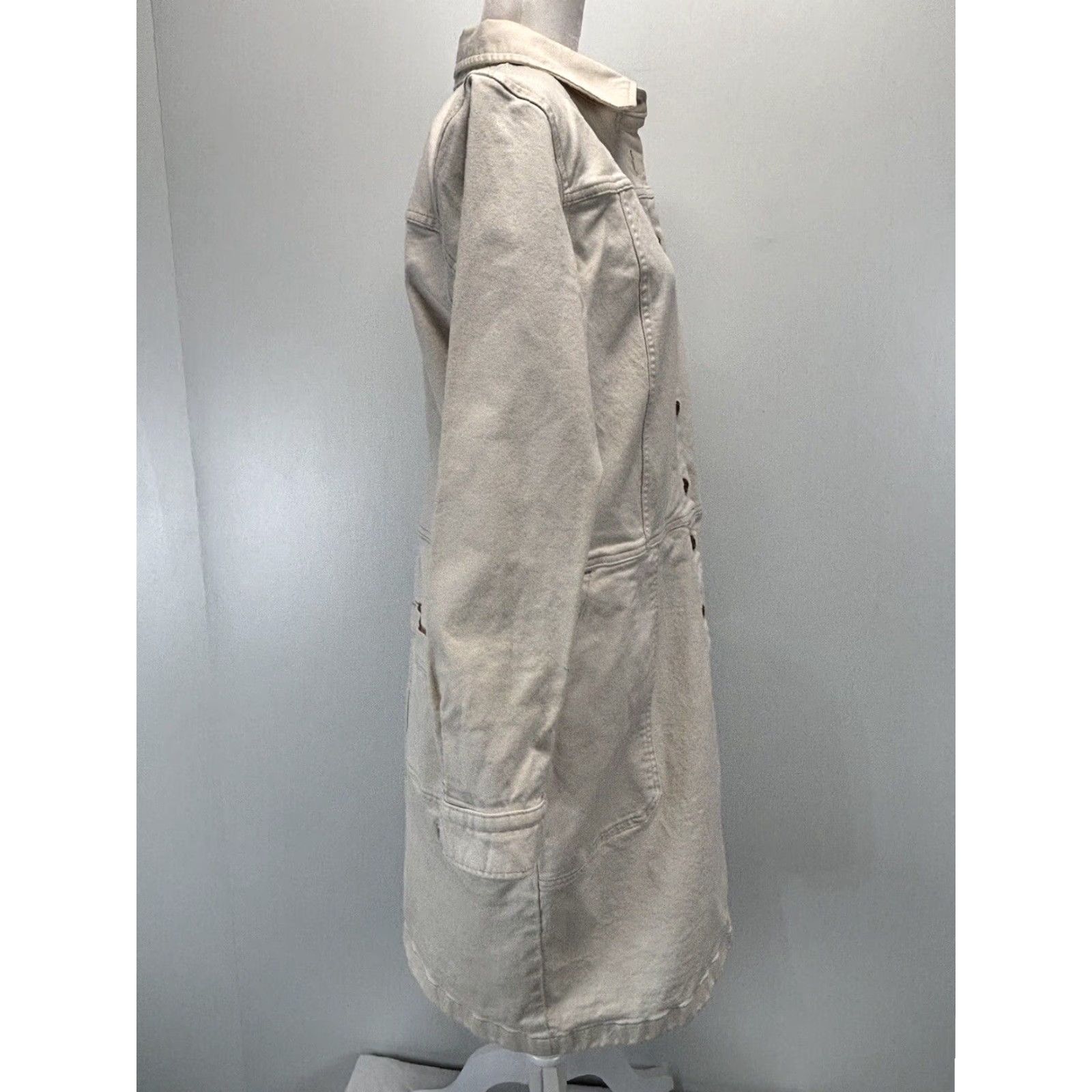 Duluth Trading Company Duluth Trading Co Shirt Dress Ivory Denim Long Sleeve Large Pockets Casual Womens Size 36" / US 14 / IT 50 - 4 Thumbnail