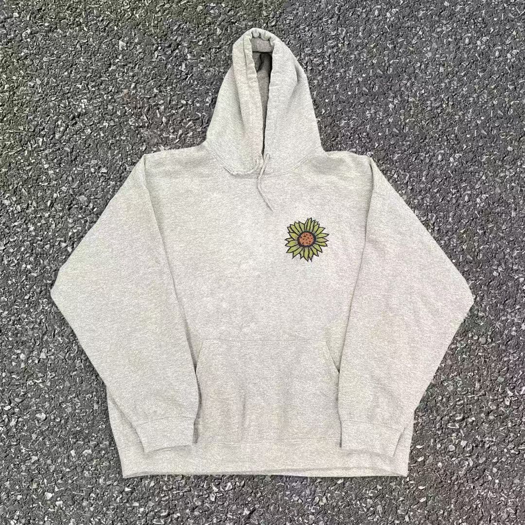 Japanese Brand Grey washed vintage sunflower print hoodie Size US M / EU 48-50 / 2 - 1 Thumbnail