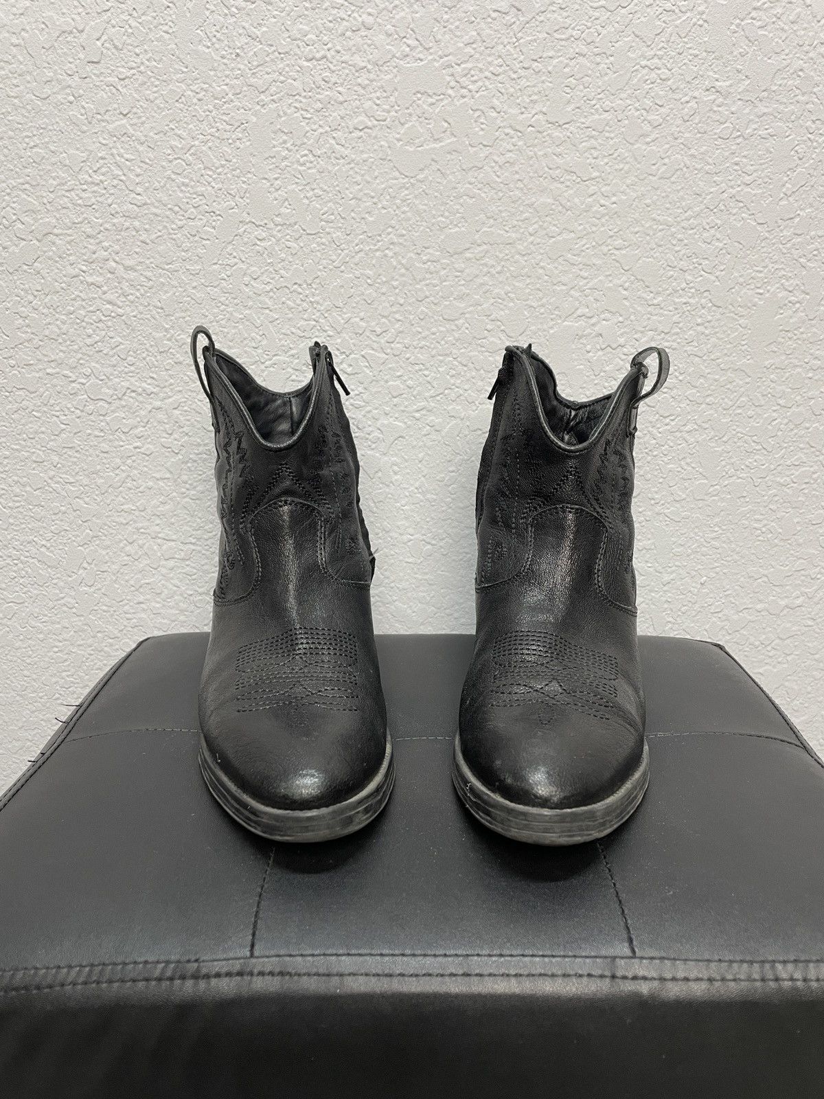 If Six Was Nine Vintage 90s Leather Biker Cowboy Boots Western shoes AS98 Size US 8 / IT 38 - 6 Thumbnail