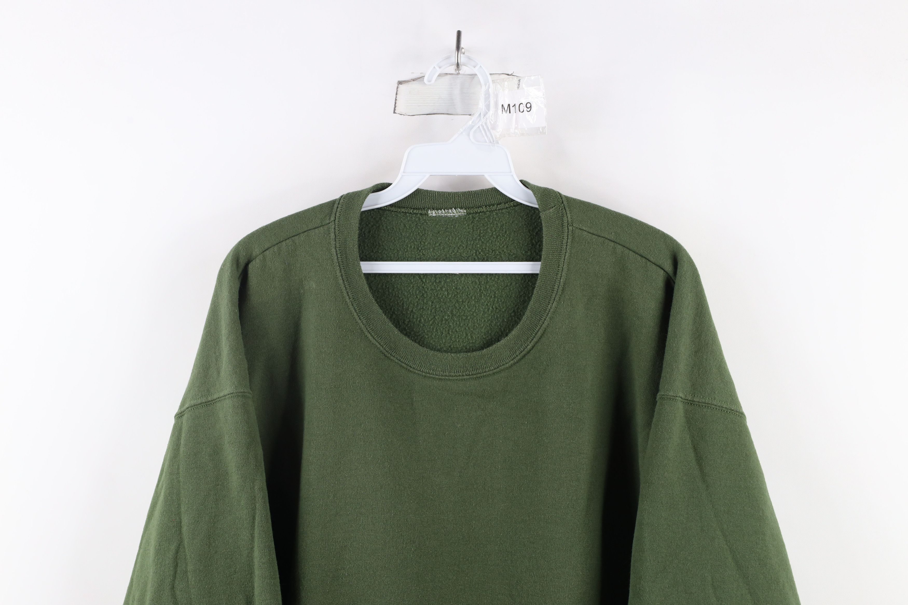 Vintage Vintage 90s Streetwear Blank Crewneck Sweatshirt Army Green Size ONE SIZE - 2 Thumbnail