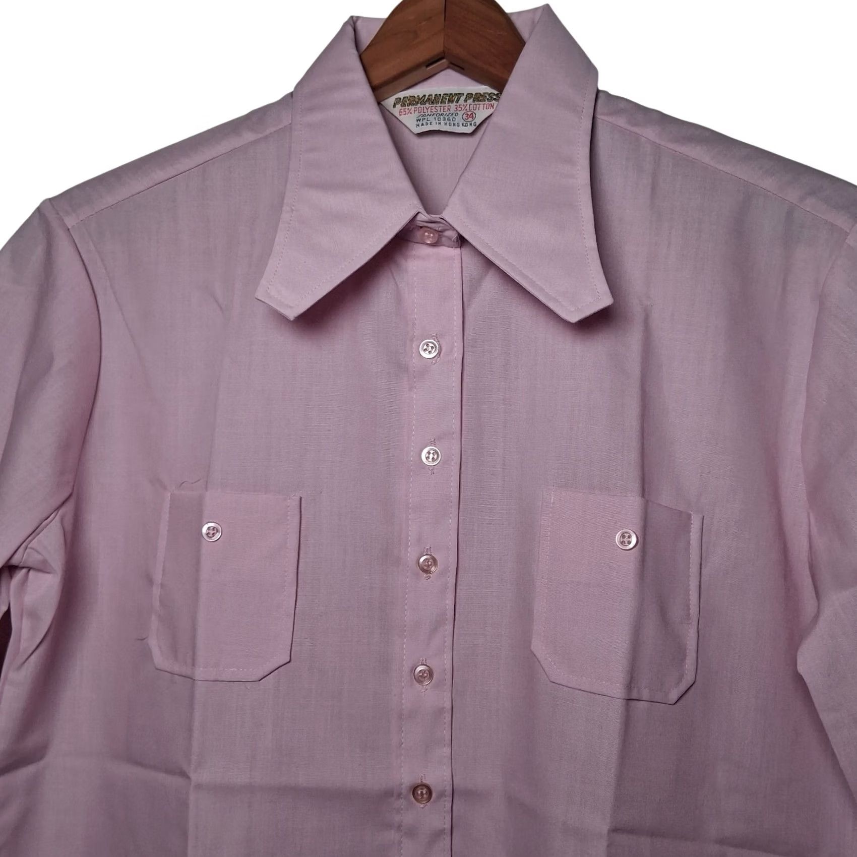 Vintage VINTAGE Sanforized Blouse Women 34 Casual Shirt S/M Pink Mauve Hong Kong READ Size S / US 4 / IT 40 - 2 Thumbnail