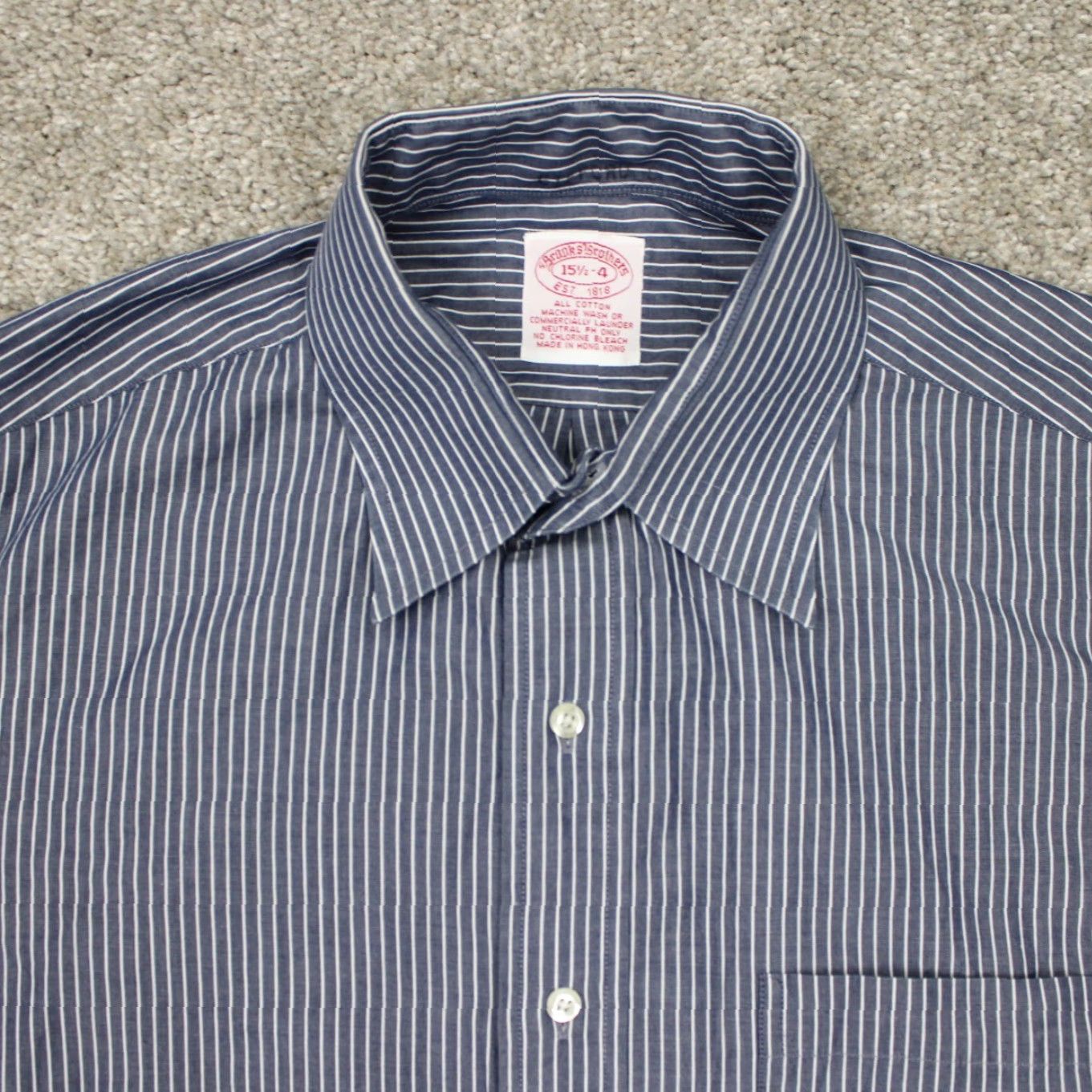 Brooks Brothers Brooks Brothers Dress Shirt Mens 15 1/2 4 Blue/White 100% Cotton L/S Button Up Shirt Size 42R - 6 Thumbnail