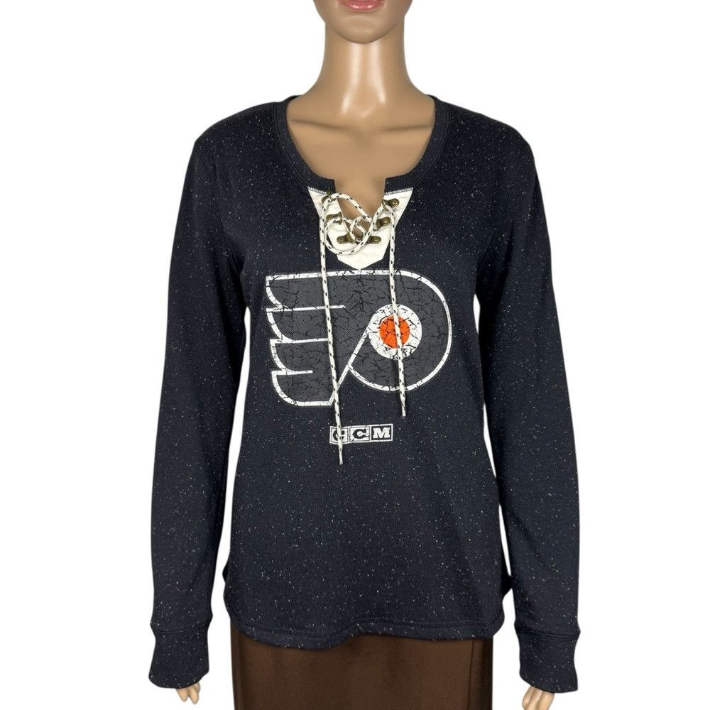 Ccm Women's Philadelphia Flyers Lace-Up Long Sleeve Top Size L Size L / US 10 / IT 46 - 1 Thumbnail