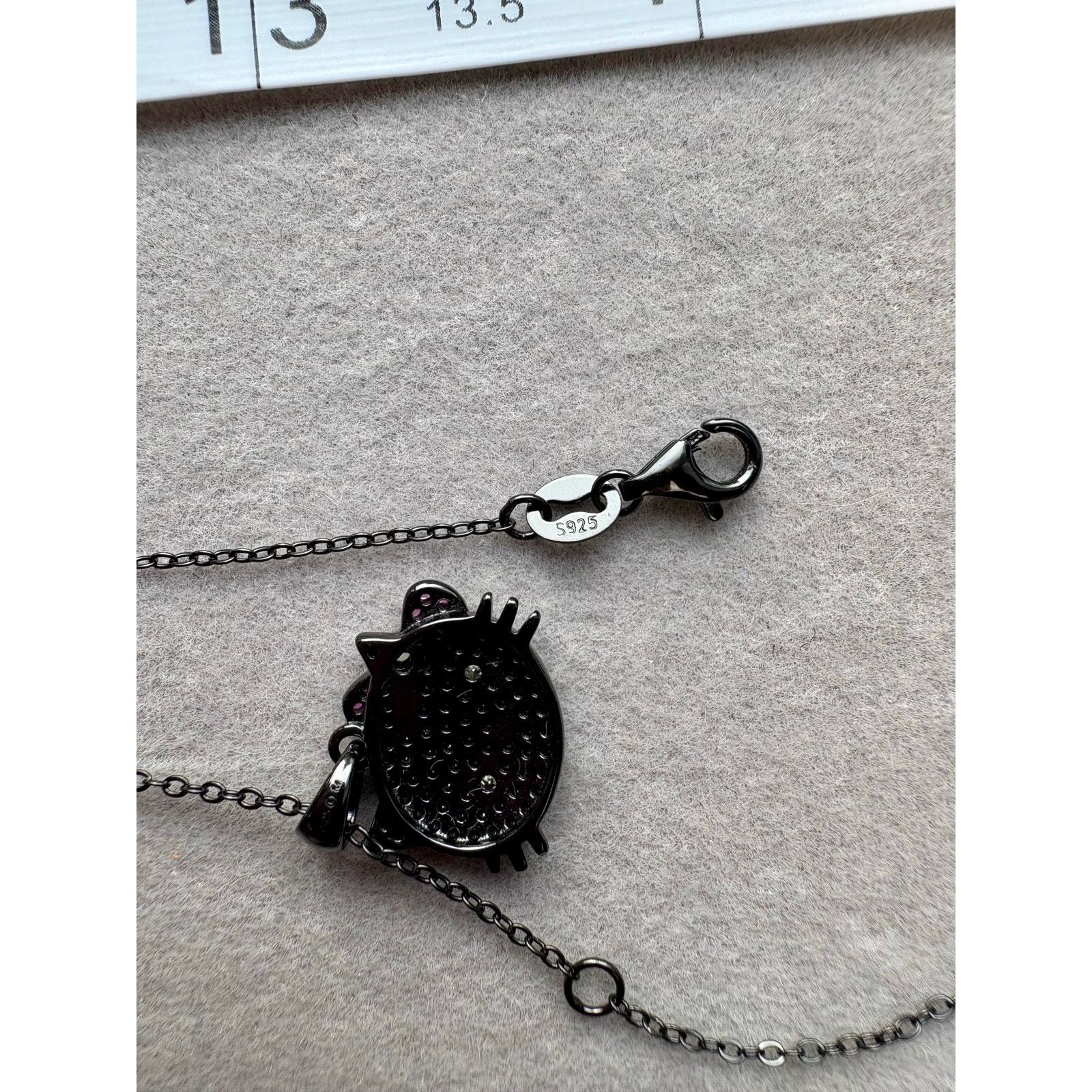 Jewelry Hello Kitty Moissanite Sterling Silver Necklace-Earring Set Size ONE SIZE - 7 Thumbnail