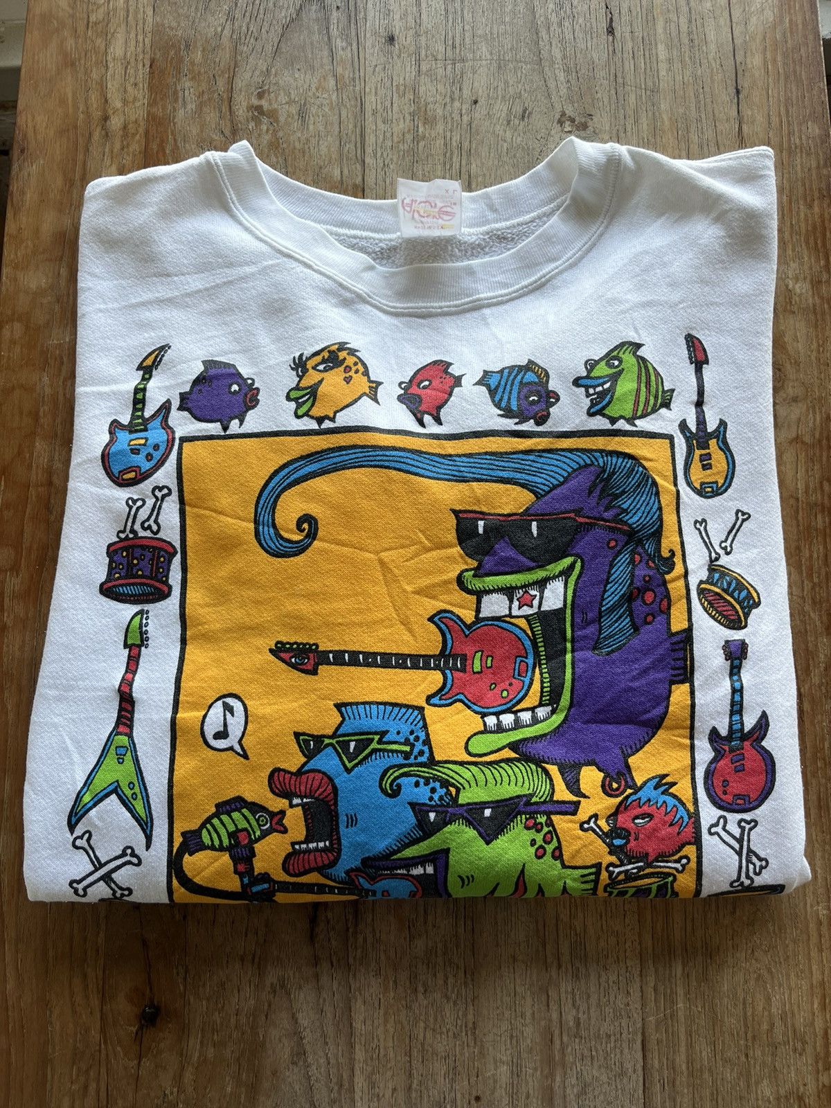 Vintage Vtg Rock and Roll Sole Artwork 91’s Design by Beans Barton Size US XL / EU 56 / 4 - 11 Thumbnail