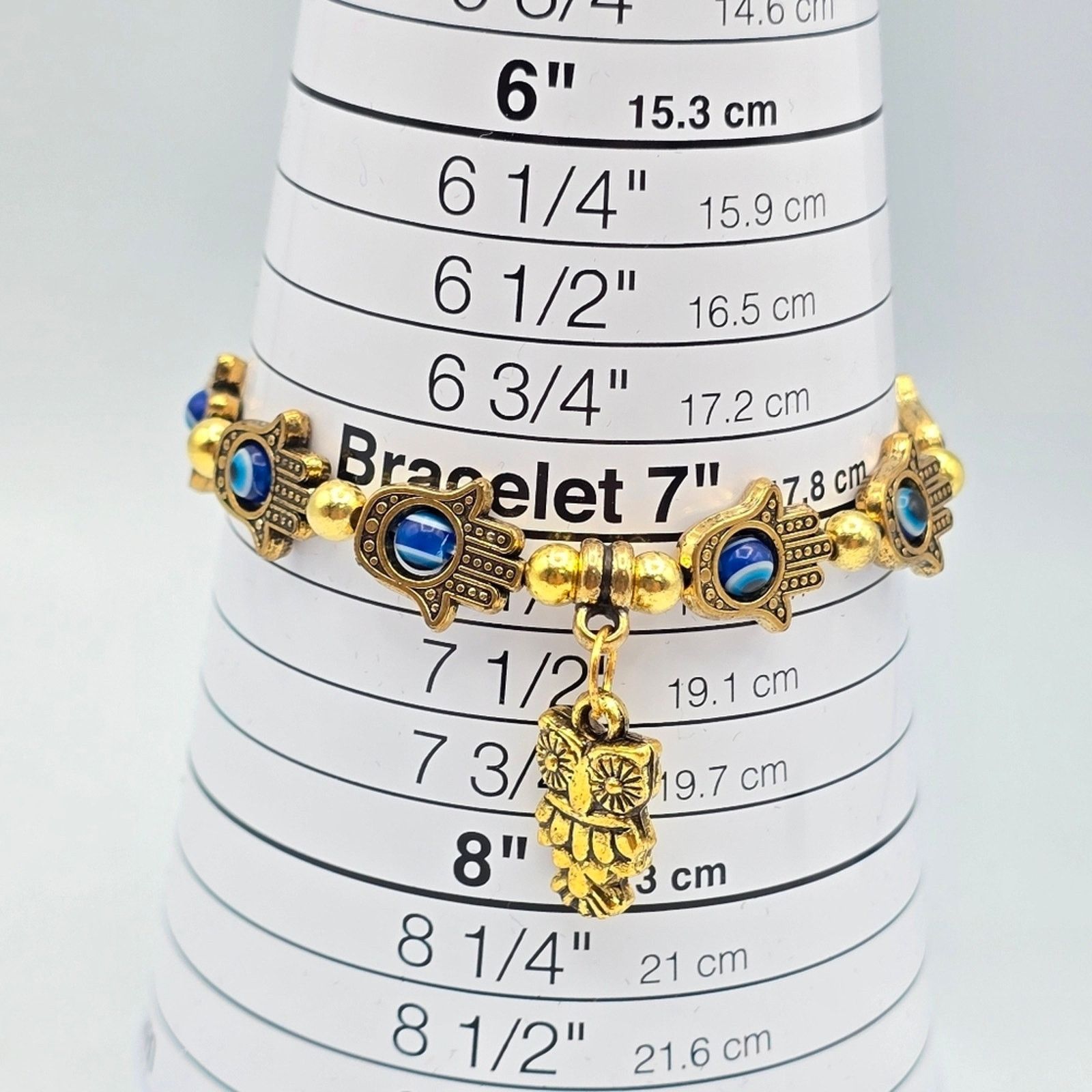 Other Evil Eye Owl Gold Bead Fashion Bracelet Charm Jewelry Size ONE SIZE - 4 Thumbnail