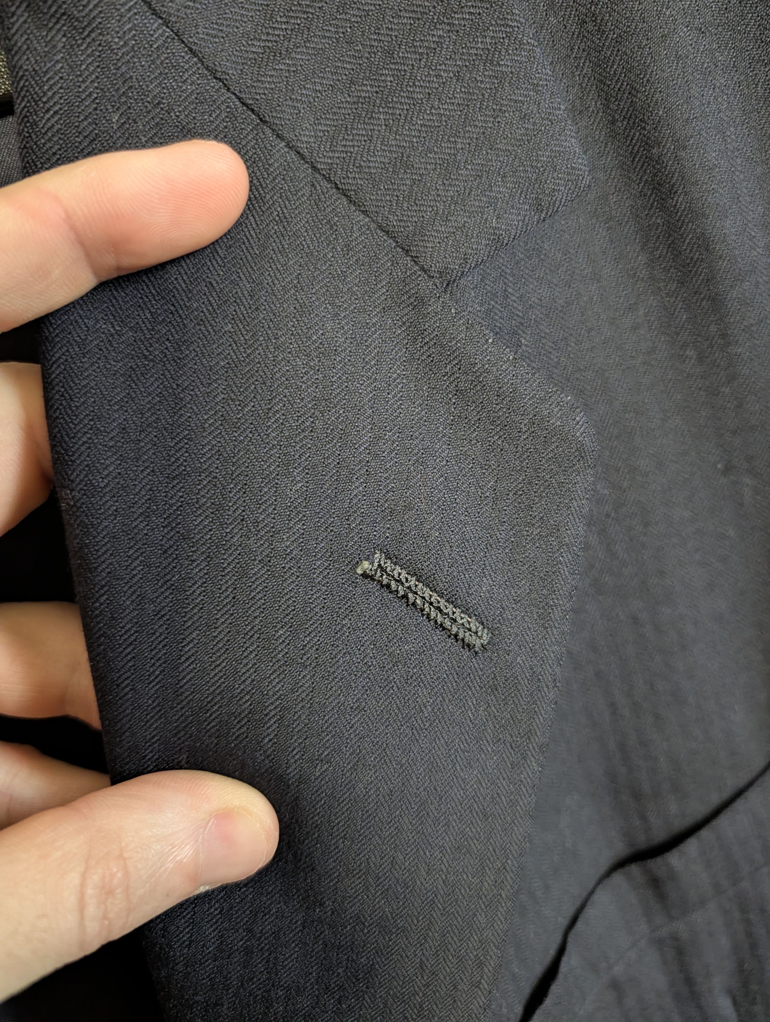 Oxxford Clothes 2pc bespoke navy herringbone MiUSA mens suit 44 Size 44R - 4 Thumbnail