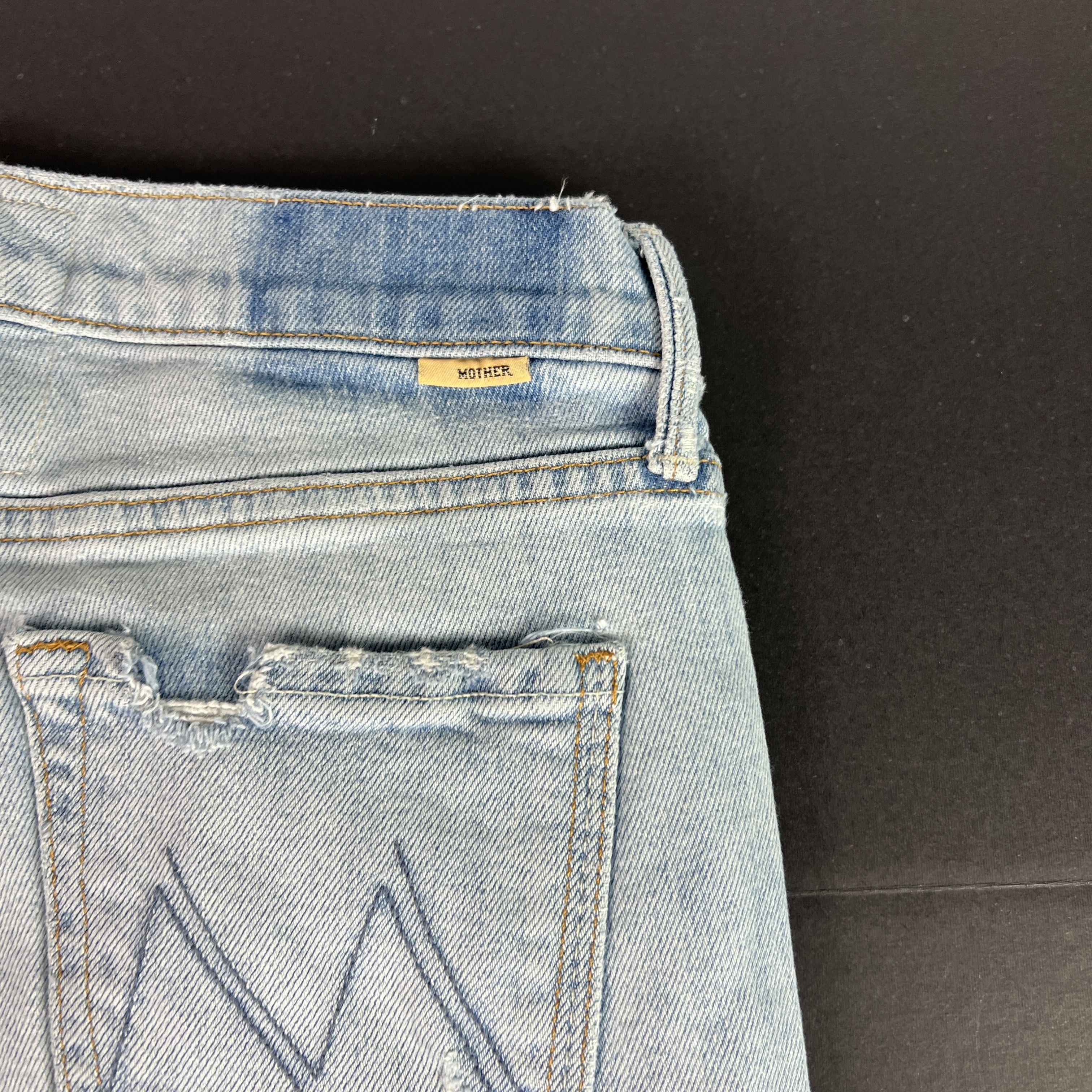 MOTHER Mother Jeans Rascal Ankle Undone Hem Blue Distressed Denim Size 25" / US 0 / IT 36 - 14 Thumbnail