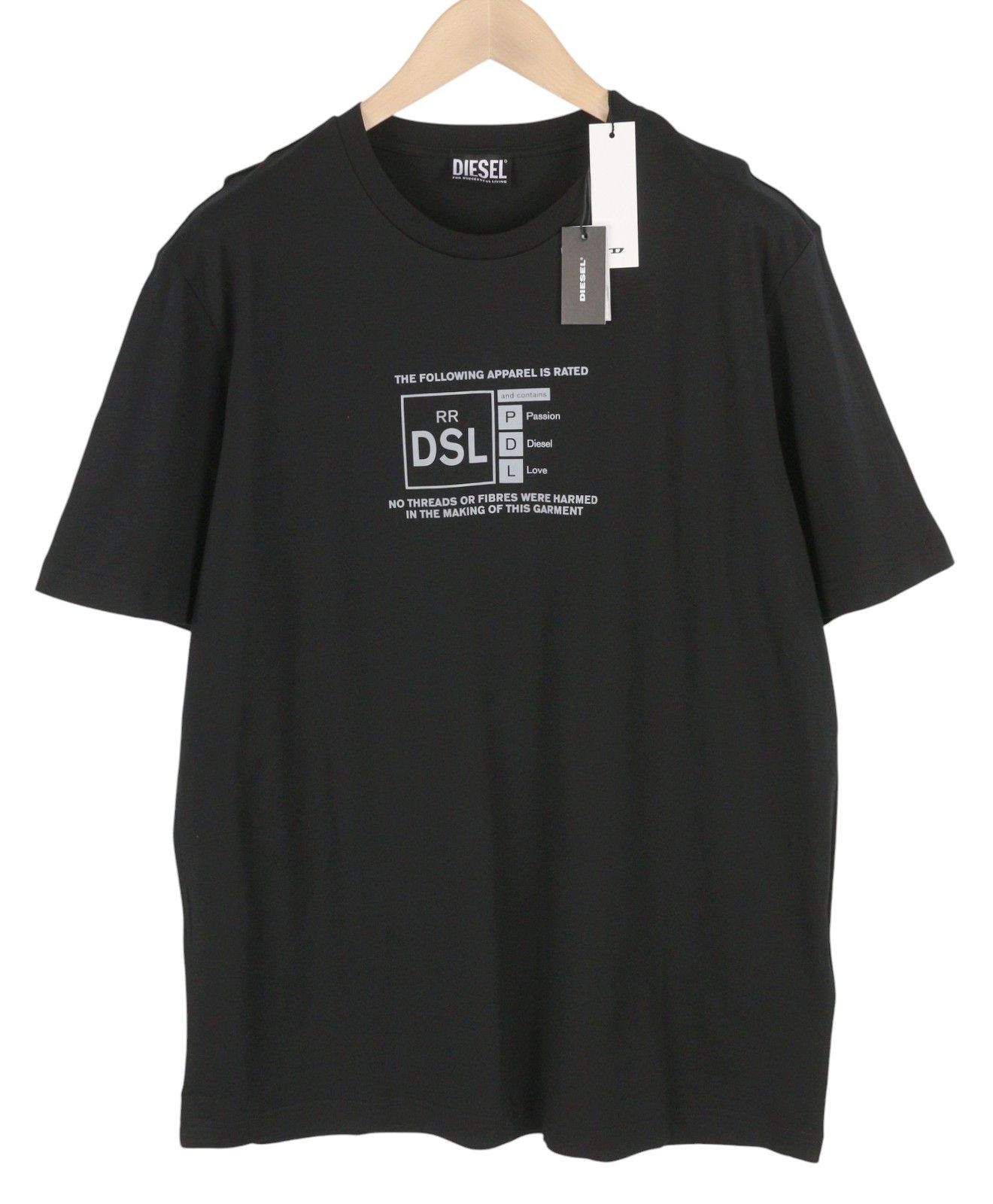 Diesel T-JUST-A35 2XL Black Crew Front Logo T-Shirt 41184 Size US XXL / EU 58 / 5 - 1 Thumbnail