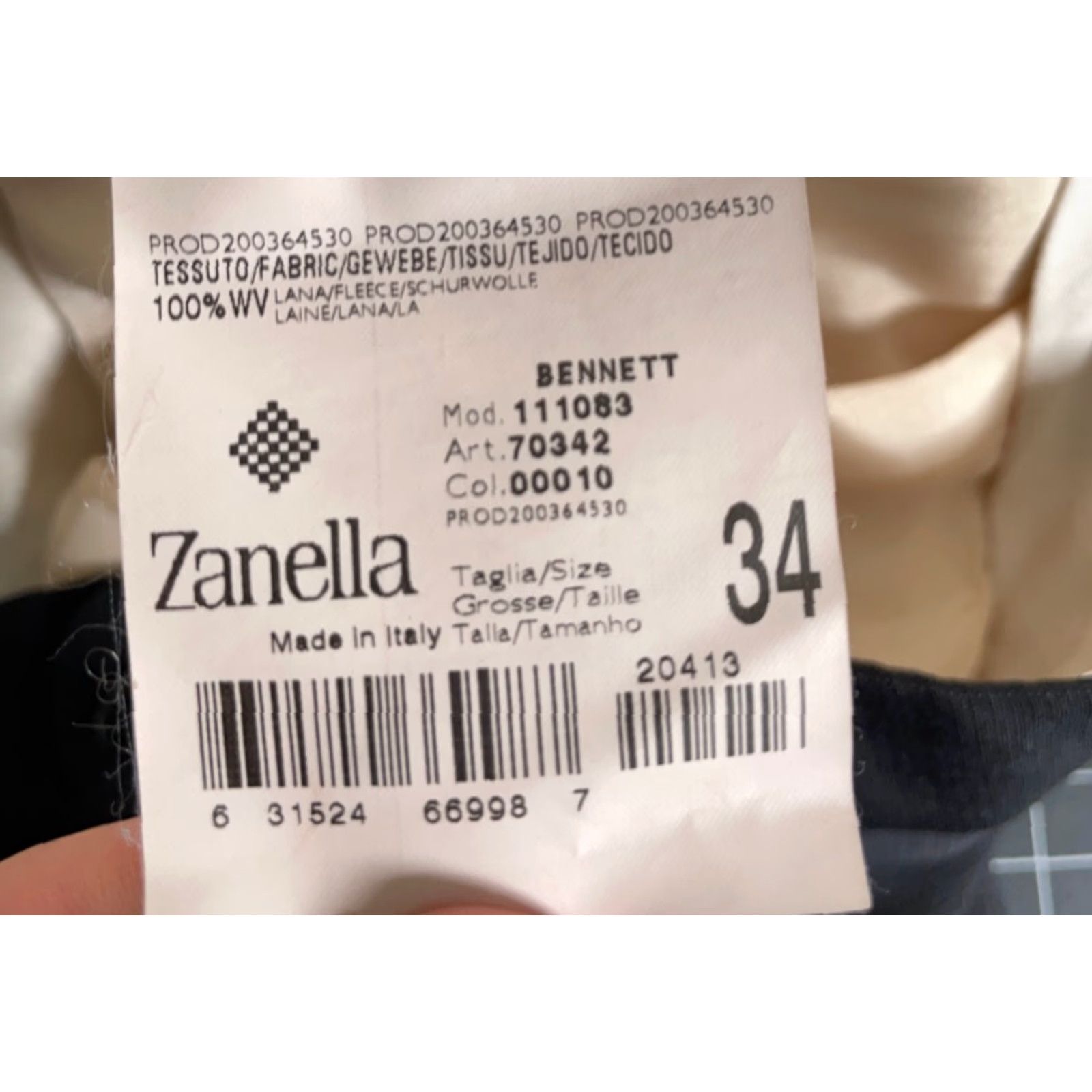 Zanella VINTAGE Zanella Mens Dress Pants Wool Pleated Cuffed Flat Front Italy 34 x 28 Black Size US 34 / EU 50 - 3 Thumbnail